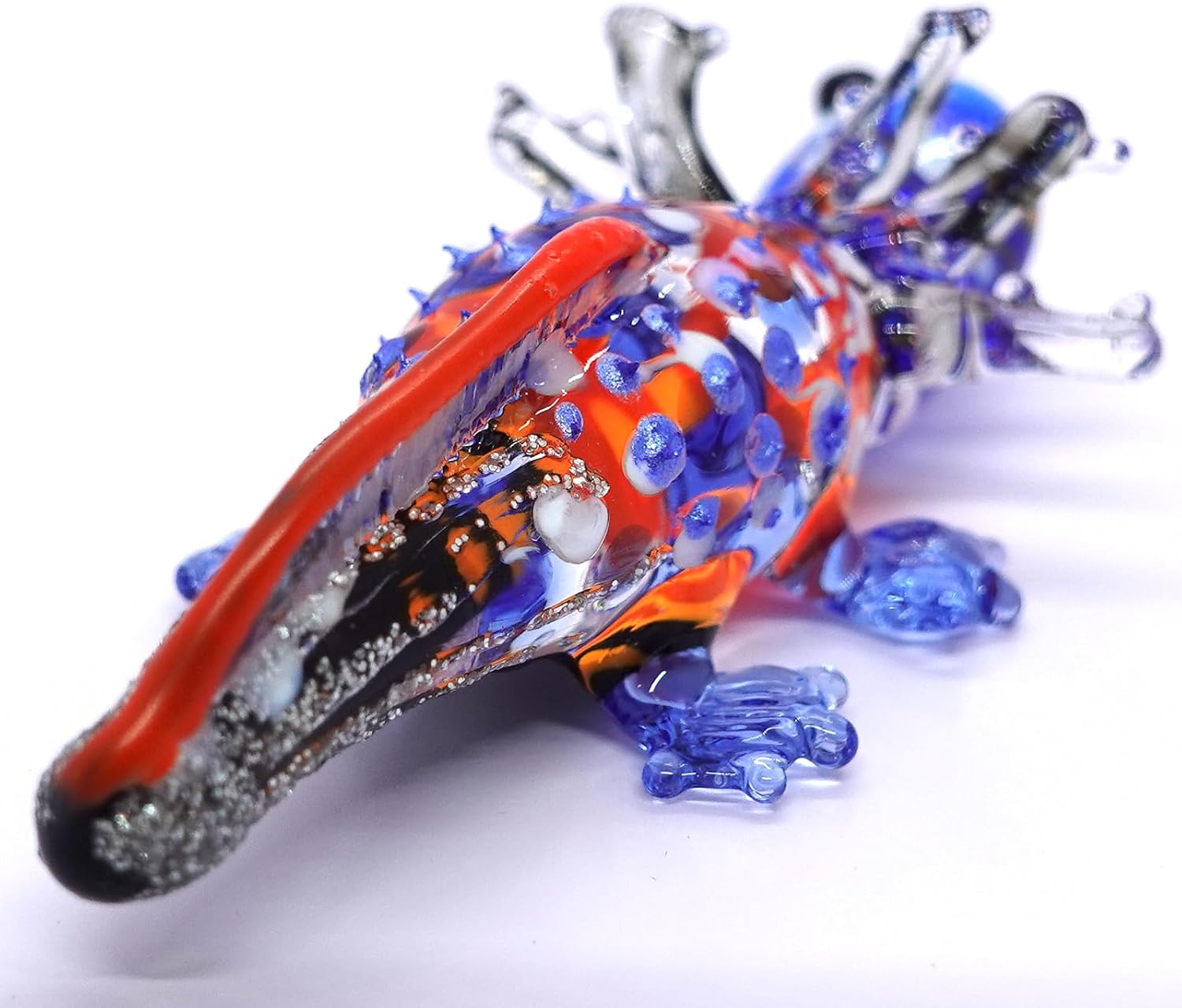 Sansukjai Axolotl – Figuras artísticas en miniatura de vidrio soplado a mano, animales coleccionables, regalo para decoración del hogar (azul
