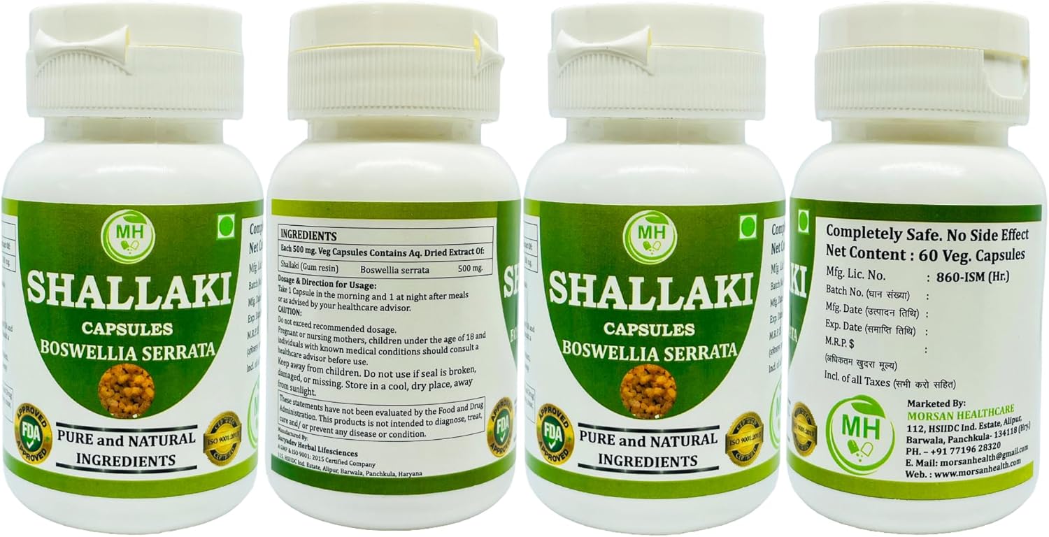 Morsan’s Shallaki (Boswellia serrata) Capsulas, Pack de 4 x 60 x 500 mg. Veg. Cápsulas (4)