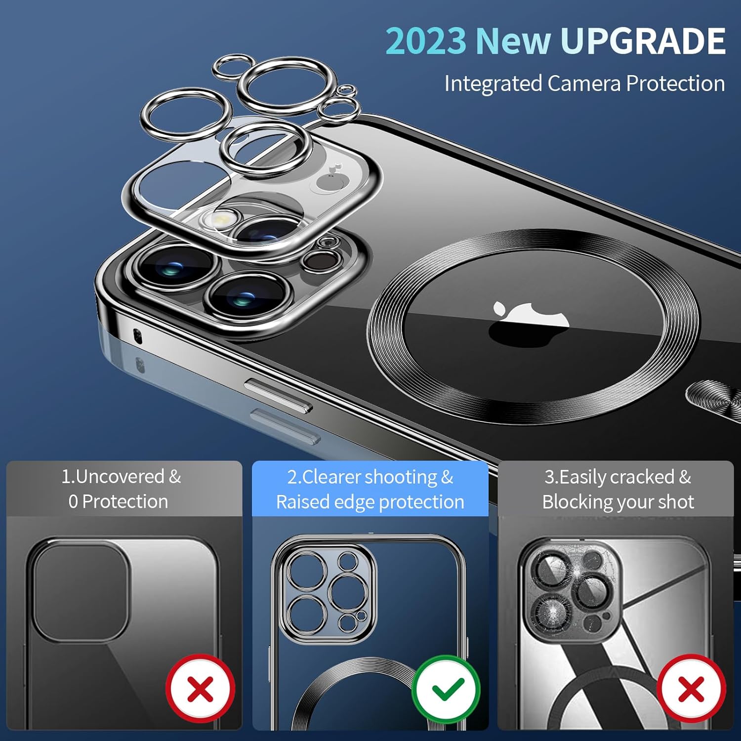 Funda magnética de privacidad para iPhone 15 Pro Max con anillo de metal CD y bloqueo desplegable automático compatible con MagSafe protección de