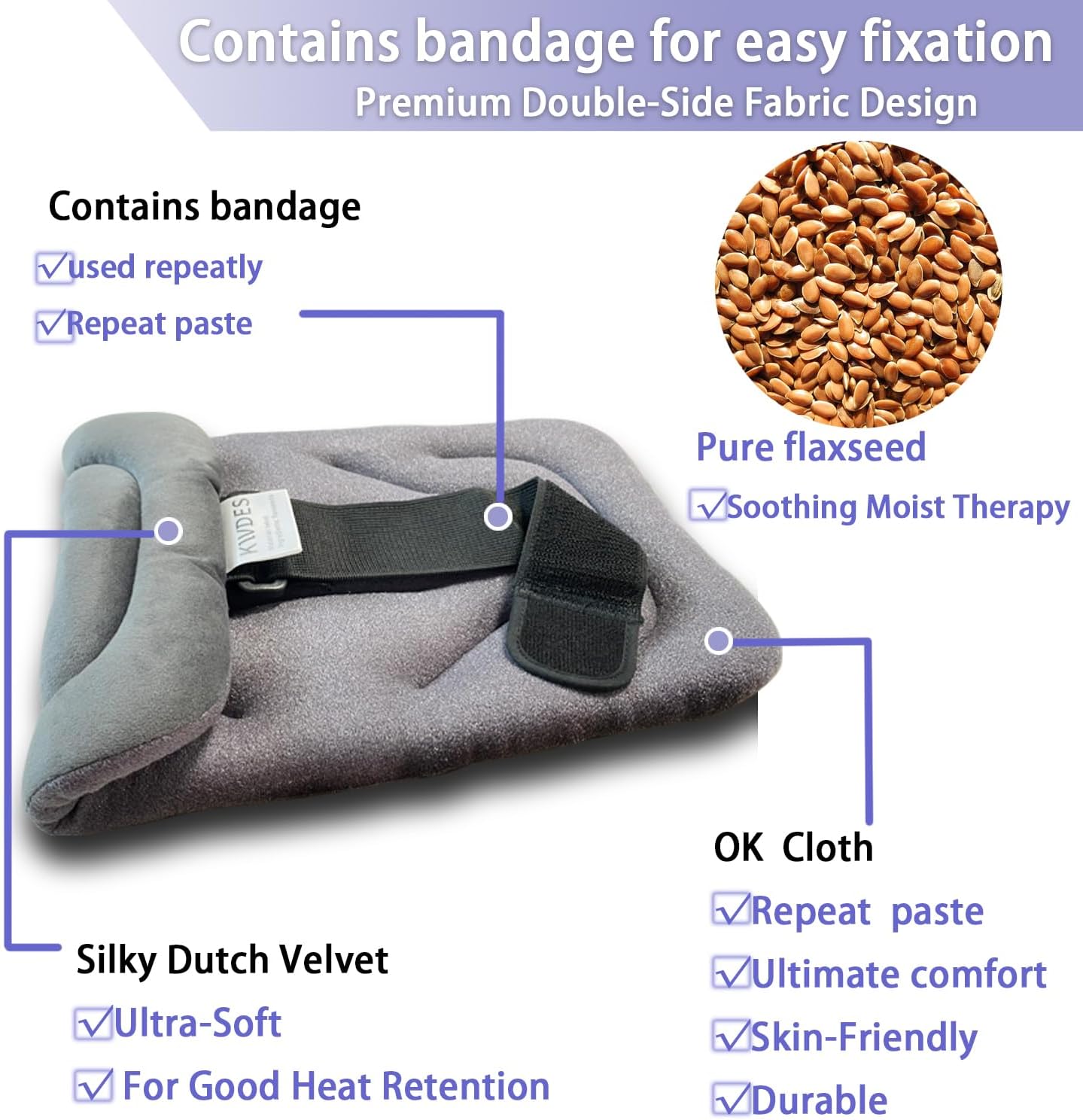 Almohadilla térmica para microondas con correas, apta para microondas, húmeda, para calambres de rodilla, alivio del dolor, portátil, para el