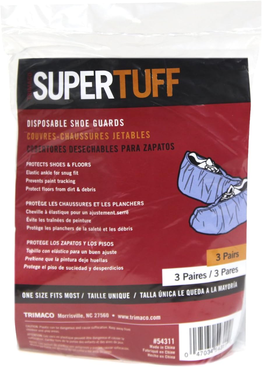 Trimaco SuperTuff – Protectores de zapatos antideslizantes de polipropileno, 3 pares