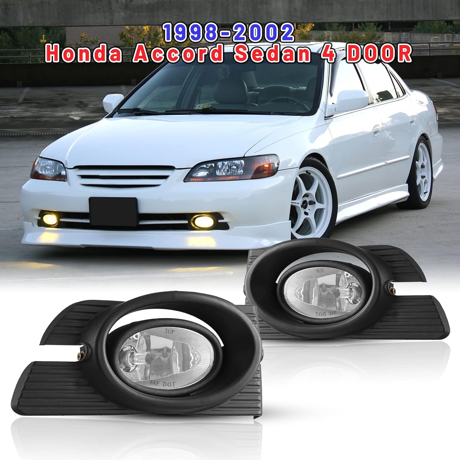 AUTOWIKI Lámparas antiniebla compatibles con Accord Sedan 4 puertas de repuesto para Accord Sedan de 4 puertas para conductor y pasajero 1998 1999