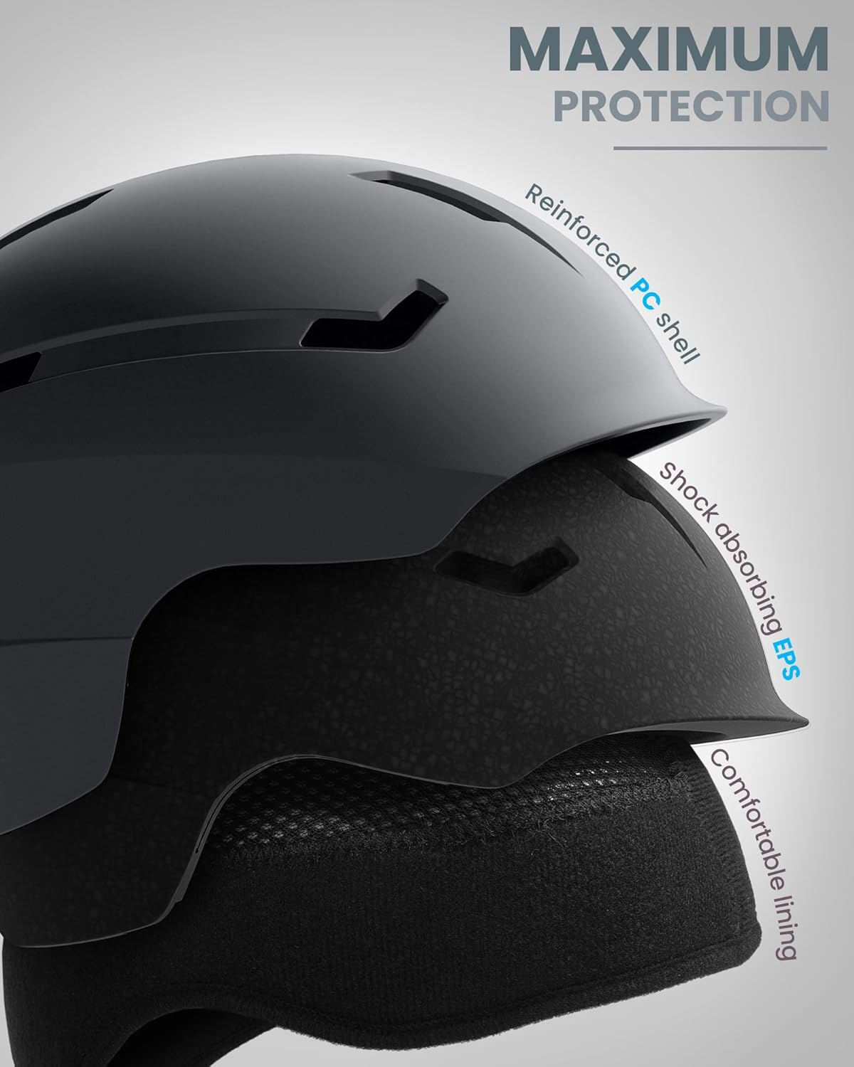 OutdoorMaster Juego de casco de esquí, casco de snowboard con gafas para adultos, carcasa de policarbonato duradera, espuma EPS protectora y 10