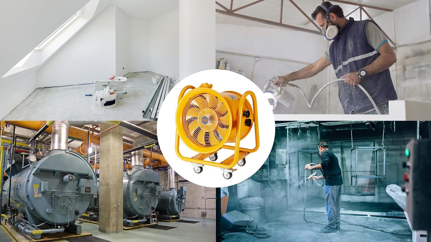 VEVOR Ventilador portátil a prueba de explosiones de 16 pulgadas, ventilador de escape de cilindro resistente de 4240 CFM con cable de alimentación