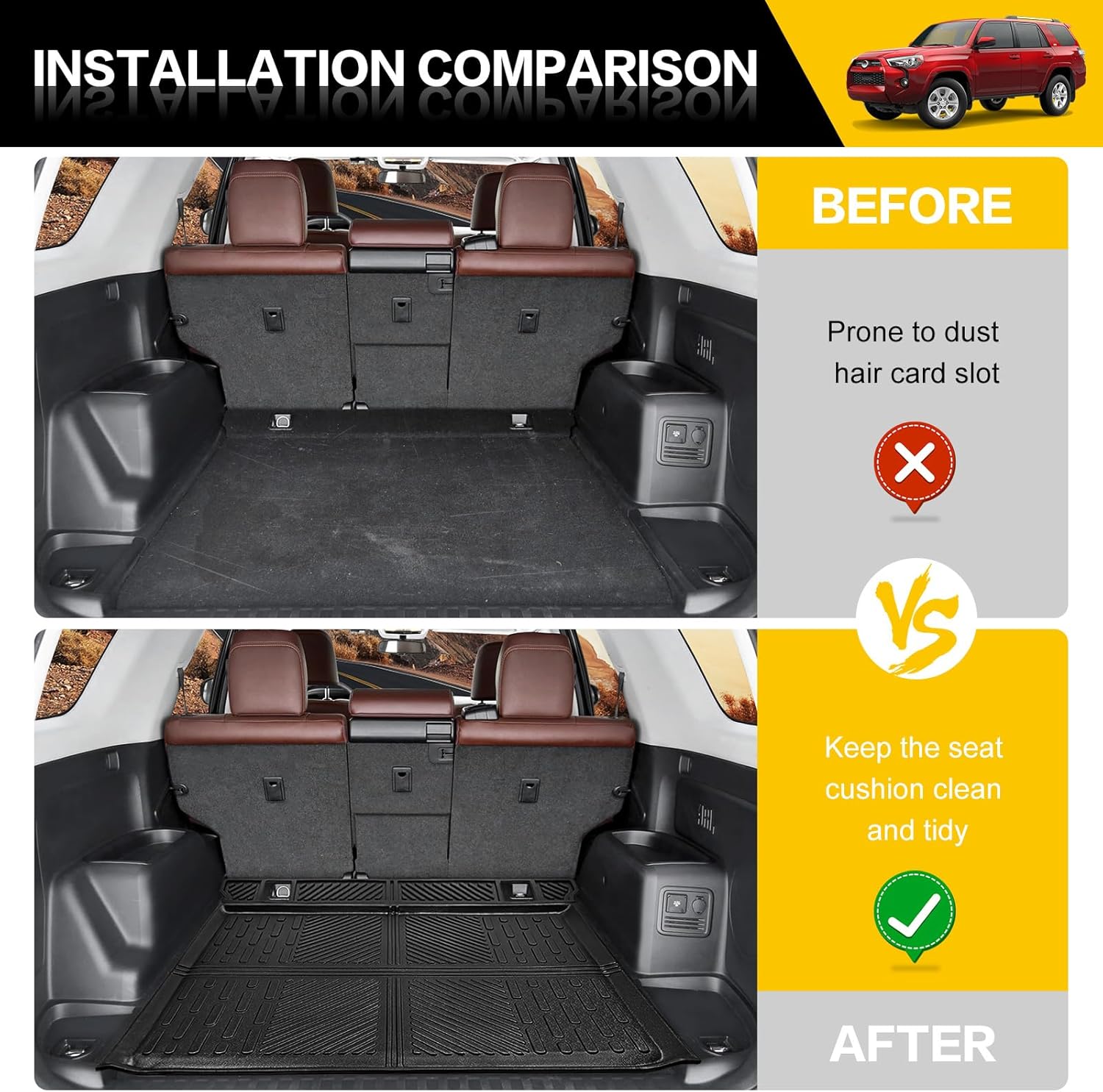 Tapete de maletero para Toyota 4Runner 2010-2024, revestimiento de carga trasera TPE para todo tipo de clima para 4Runner de 5 plazas sin
