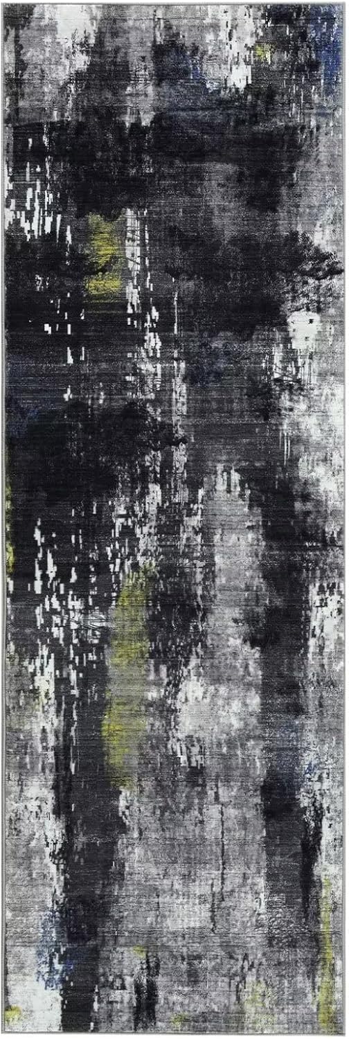COZYLOOM Alfombra abstracta contemporánea de 2 x 10 para interiores, alfombra moderna con impresión de tinta, alfombra de entrada suave para