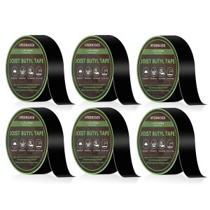 Cinta de viguetas de cubierta, 1-58 pulgadas x 50 pies, cinta de butilo impermeable y resistente a la intemperie, para vigas y vigas (6 rollos) Cinta de viguetas de cubierta, 1-58 pulgadas x 50 pies, cinta de butilo impermeable y resistente a la intemperie, para vigas y vigas (6 rollos)