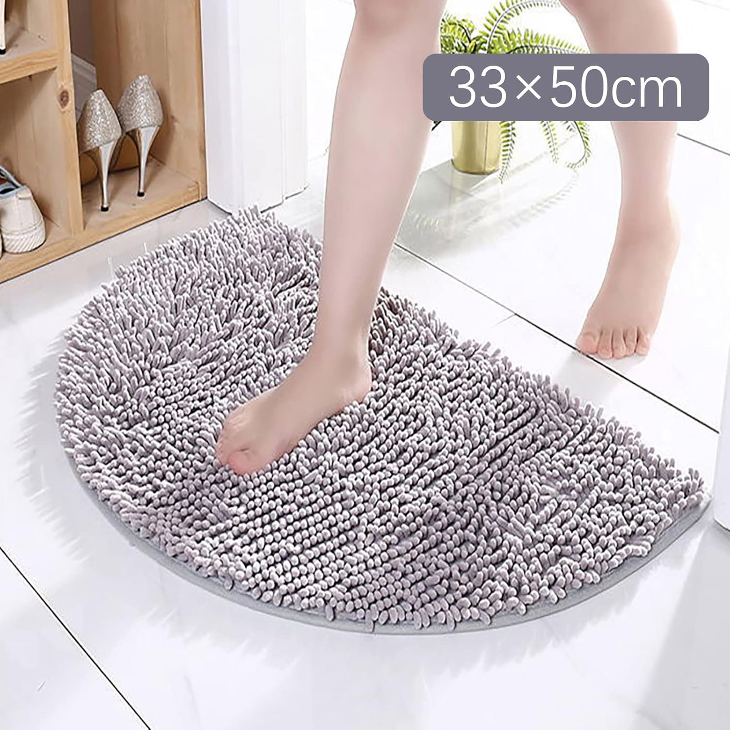 Scceatti Alfombras de baño de 20 x 13 pulgadas, alfombras de baño de medio círculo, suaves, antideslizantes, absorbentes, de secado rápido,