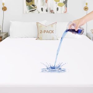 Paquete de 2 protectores de colchón de tamaño individual 100 impermeable transpirable suave funda de colchón de bolsillo profundo sin ruido elástico hasta 21 pulgadas sin vinilo Paquete de 2 protectores de colchón de tamaño individual 100 impermeable transpirable suave funda de colchón de bolsillo profundo sin ruido elástico hasta 21 pulgadas sin vinilo