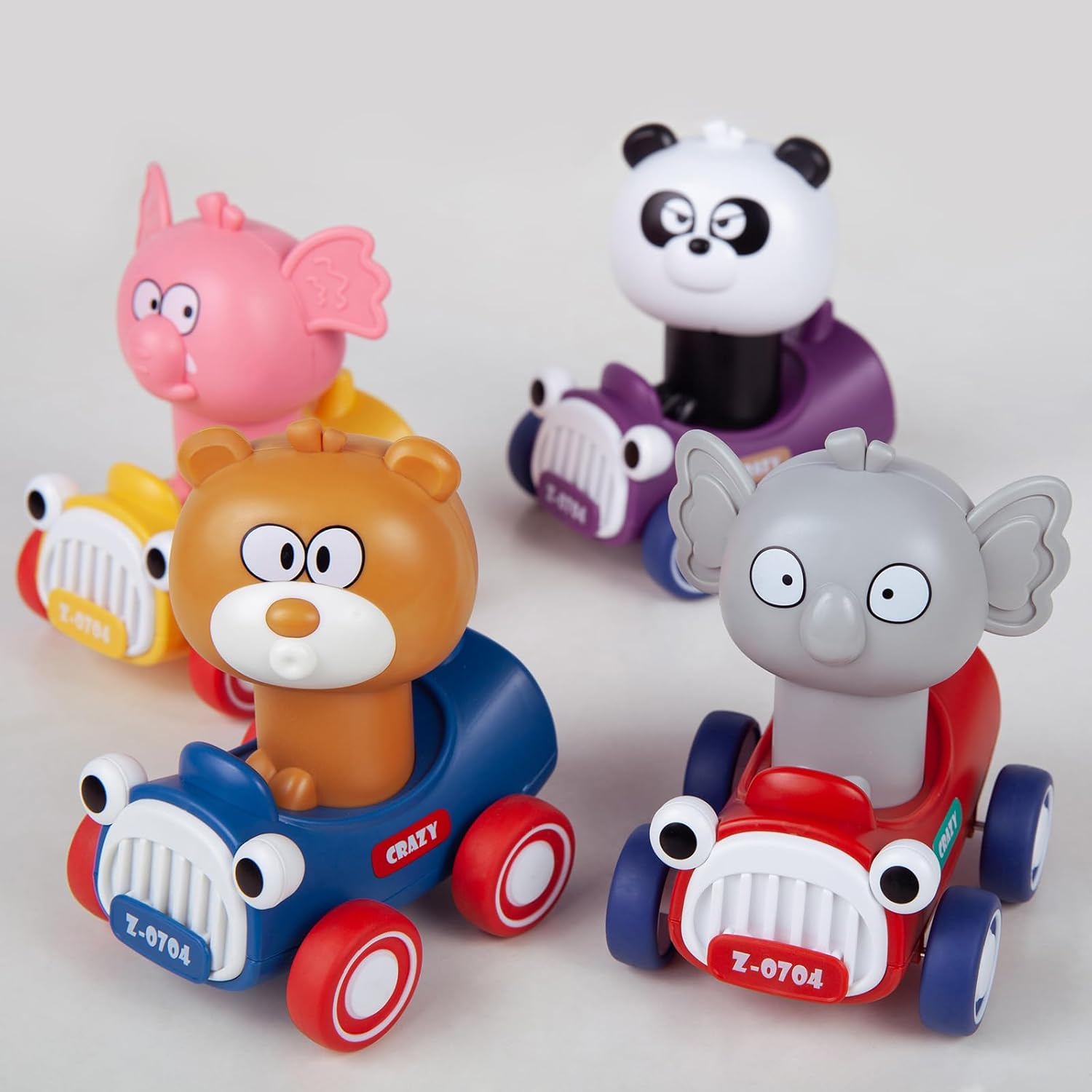 Coches de juguete de animales para niños de 1, 2, 3 años, regalo de cumpleaños para niños pequeños de 1 a 3 años, autos de juguete de tracción hacia