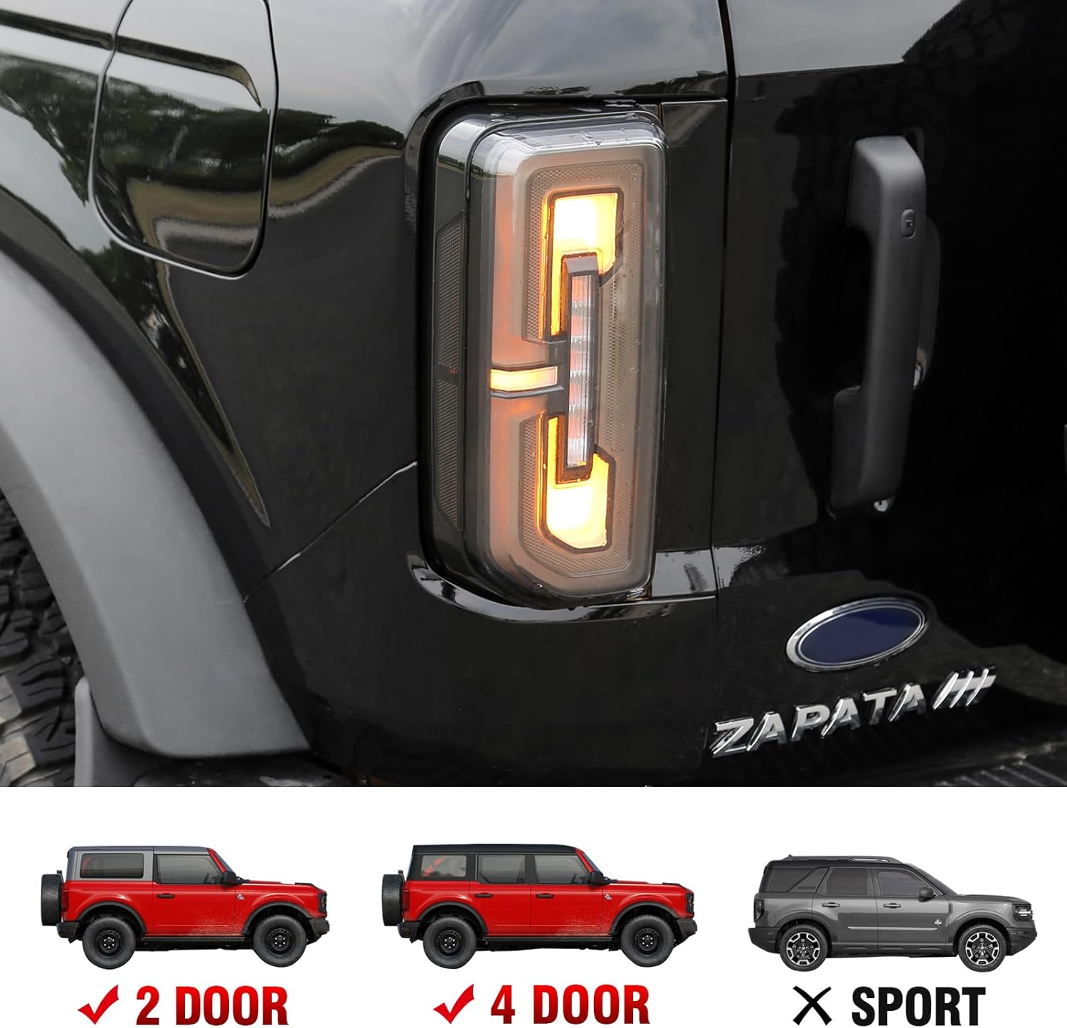Mabett Luces traseras LED para Ford Bronco, luces de cola halógenasLED de 24 puertas 2021 2022 2023 2024, par de luces traseras mejoradas, lámparas
