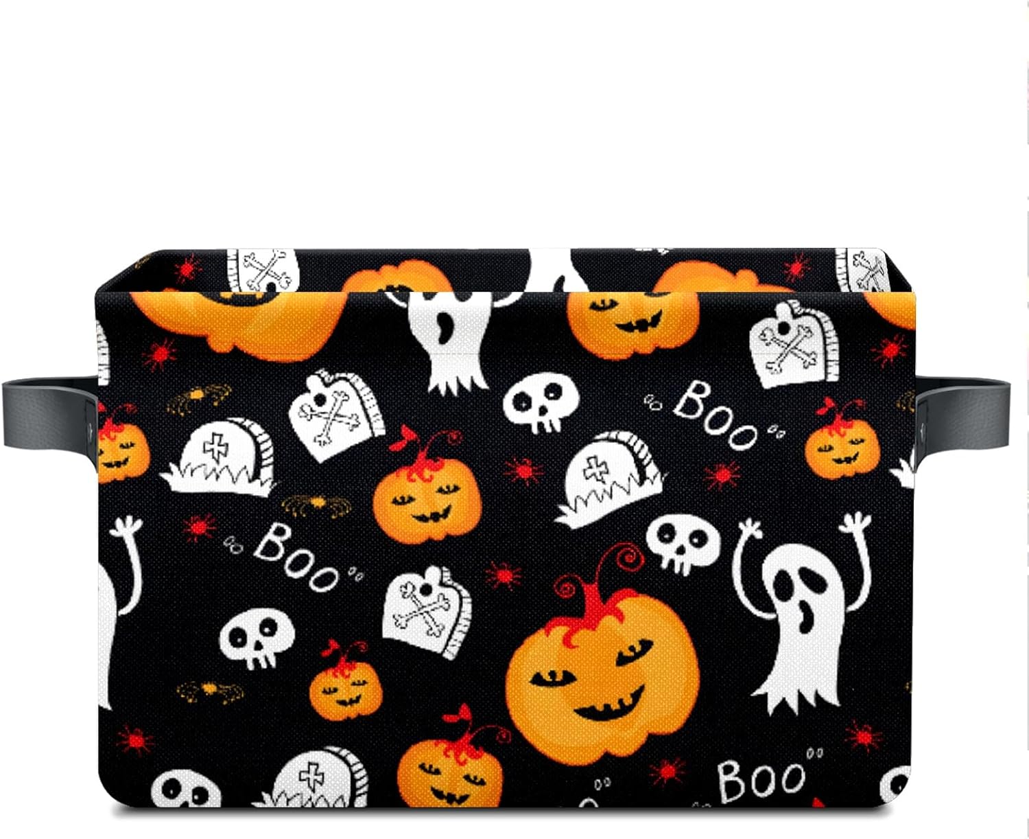 Boo Basket – Bolsas de calabaza con asas, organizador de tela decorativa, cajas de almacenamiento, cestas de Halloween para adultos