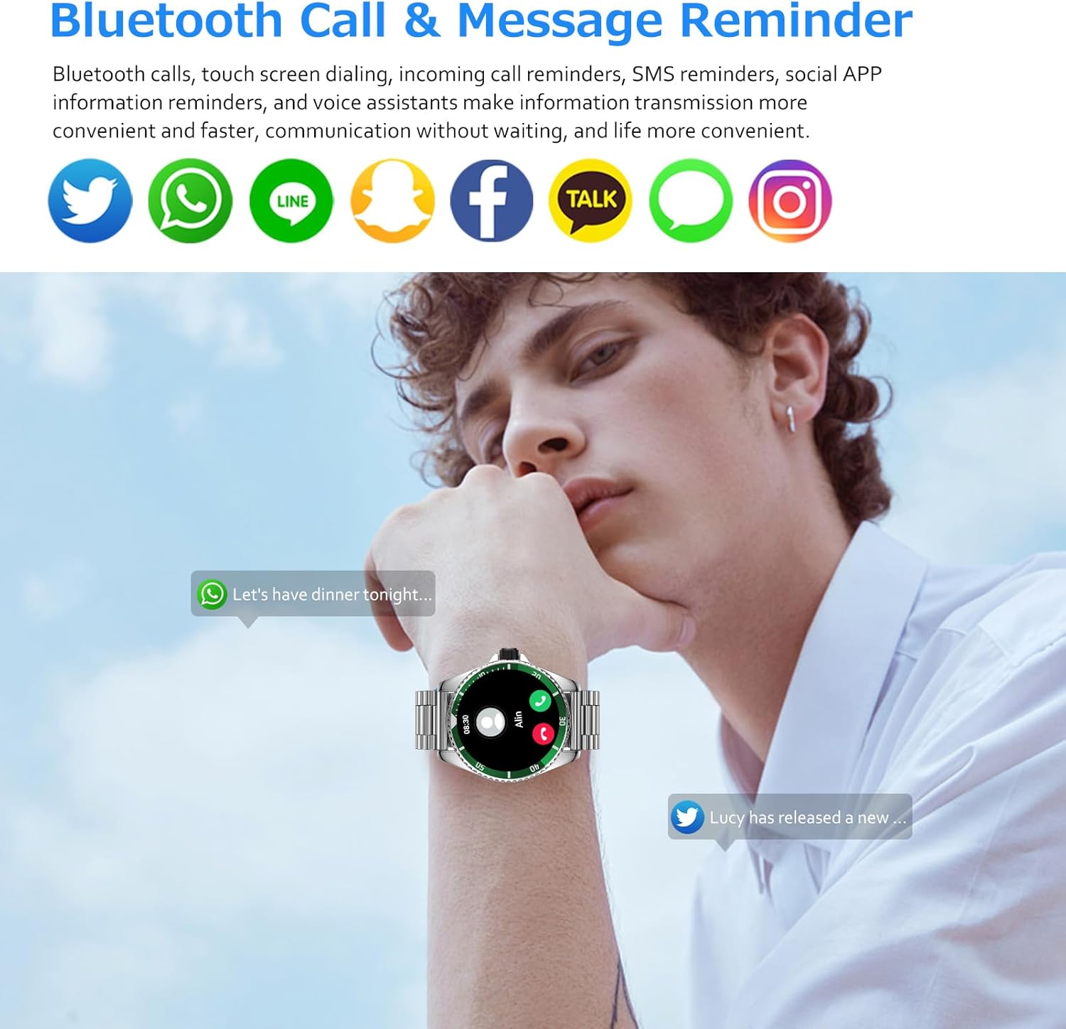 YYKY Reloj inteligente para hombres y mujeres con llamada Bluetooth, monitor de actividad física de 1.32 pulgadas con monitor de sueño de frecuencia