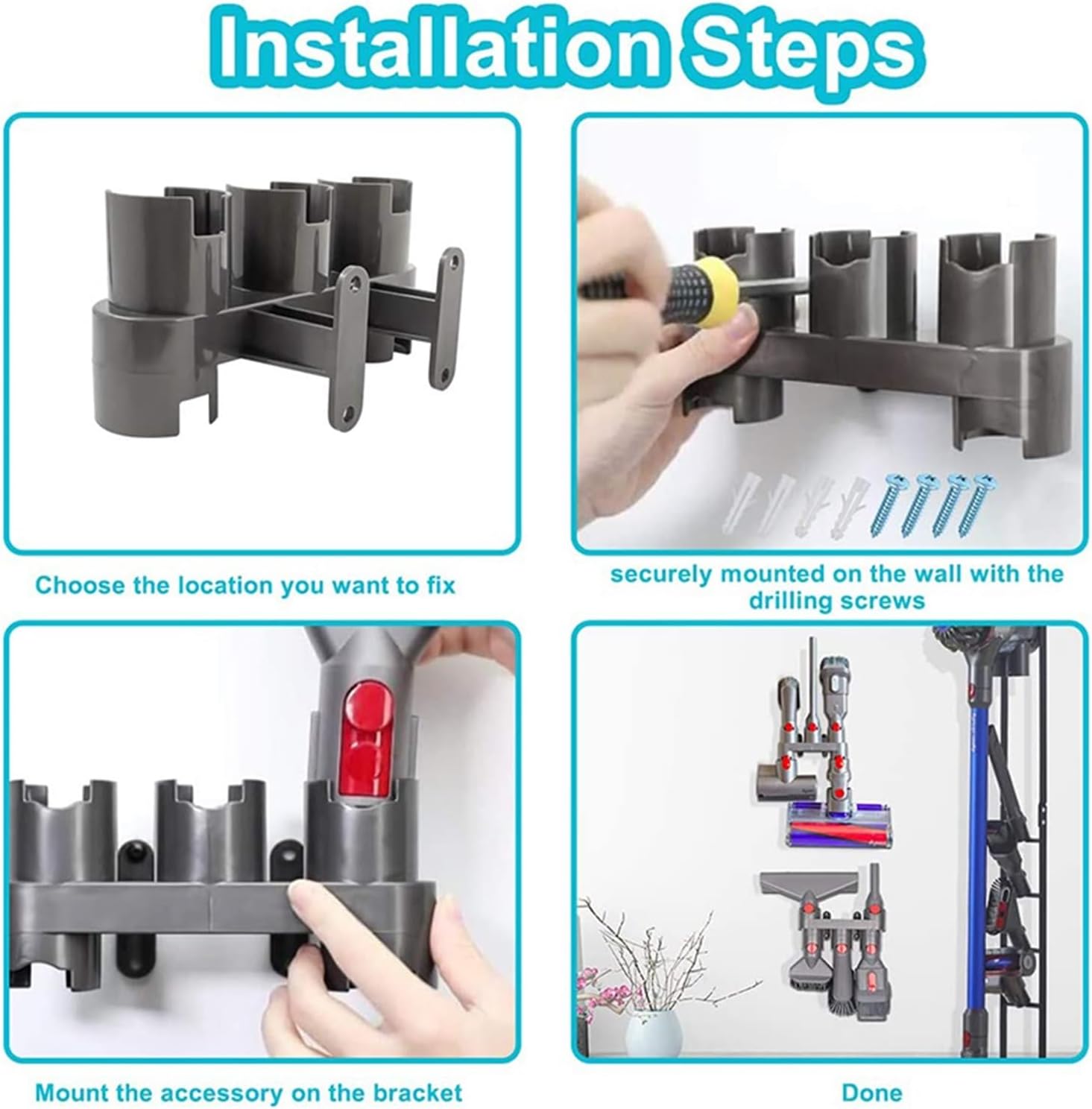 Storage Bracket Absolute Vacuum Cleaner Parts Accessories Brush Tool Nozzle Base. Compatible with Dyson V7 V8 V10 V11