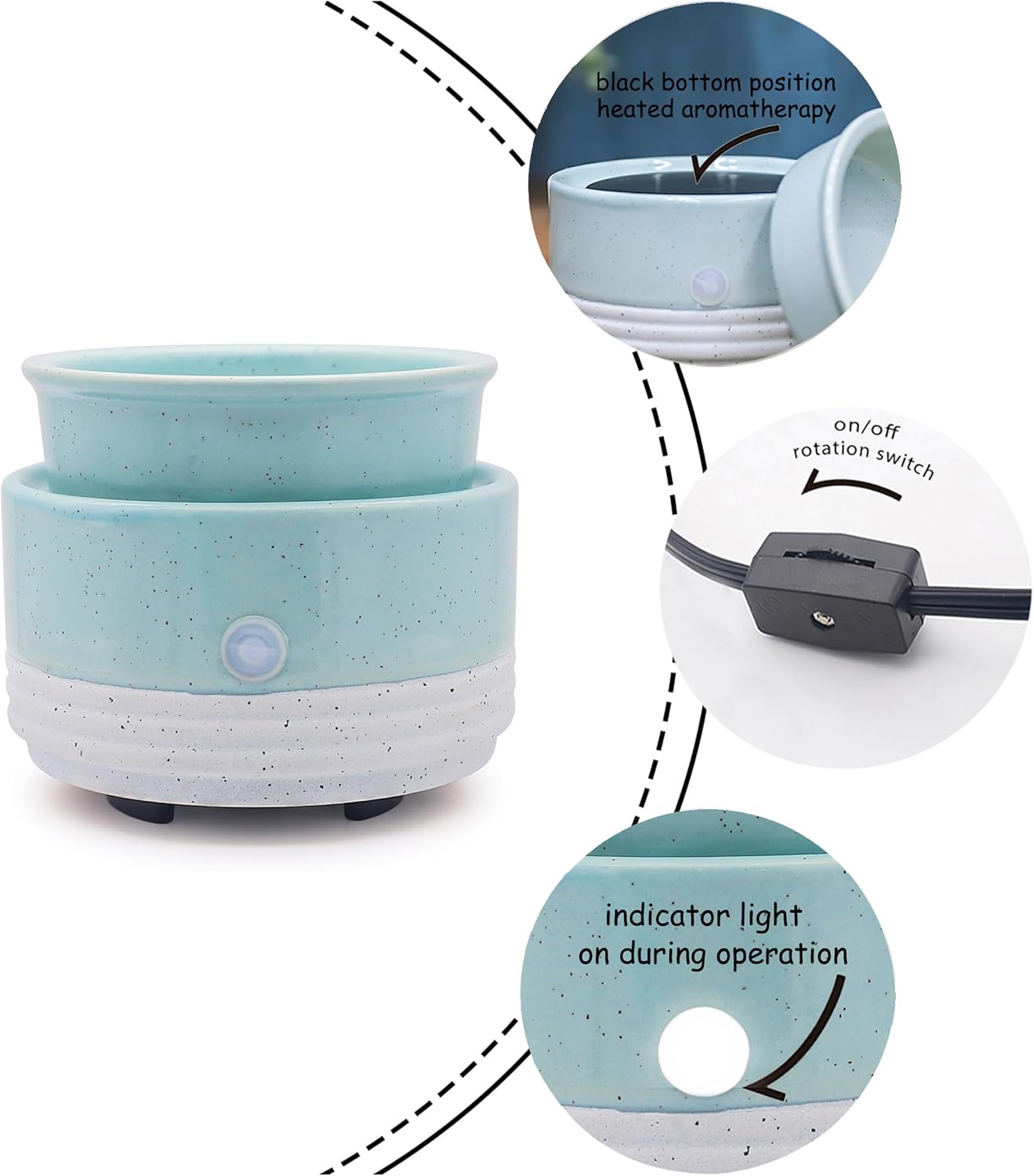 CVHOMEDECO. Calentador de velas y fragancias 2 en 1, calentador eléctrico de cera derretida, para velas perfumadas, cera derretida y tartas para