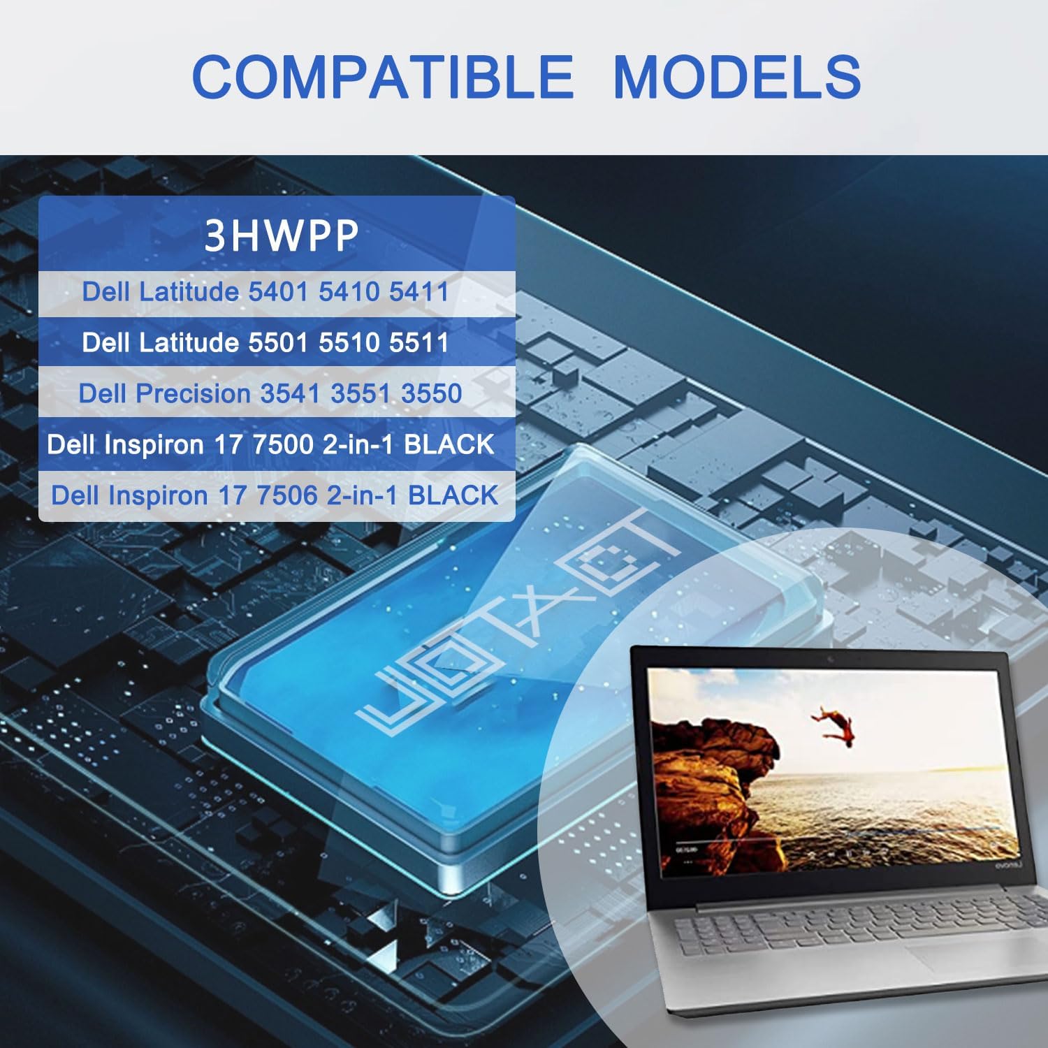 3HWPP – Batería para portátil compatible con Dell Latitude 5401 5410 5501 5411 5510 5511 Precision 3541 3551 Series Notebook 10X1J N2NLL 1VY7F