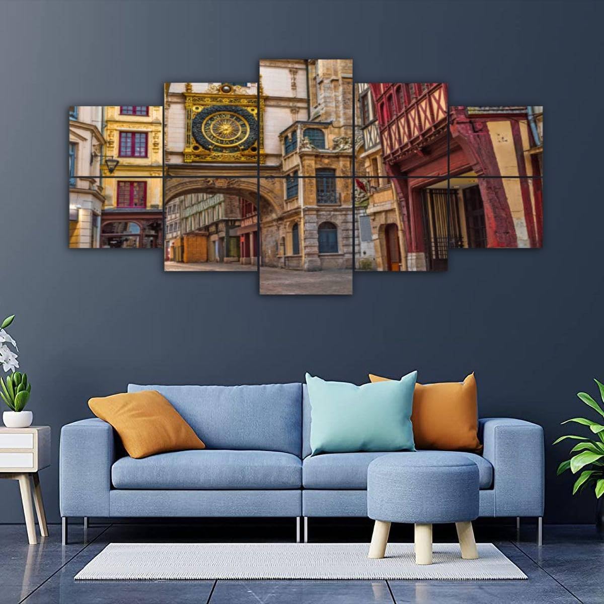 Paneles de pared acústicos insonorizados Antiguos y acogedores famos callejeros grandes relojes Gros Horloge Normandía Francia Autoadhesivo Arte