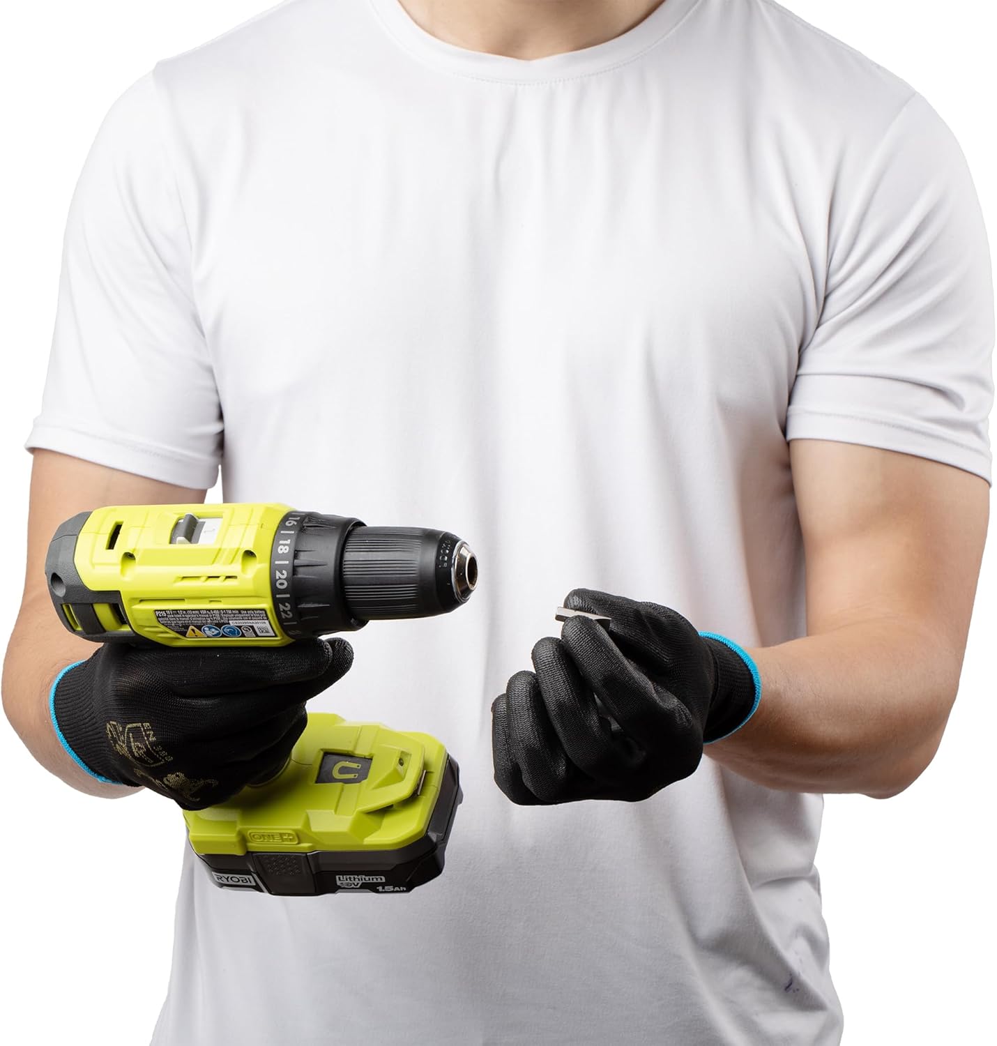 12 pares de guantes de trabajo para hombre, guantes de agarre ligeros para el trabajo, disponibles en 4 tamaños, guantes recubiertos de goma de