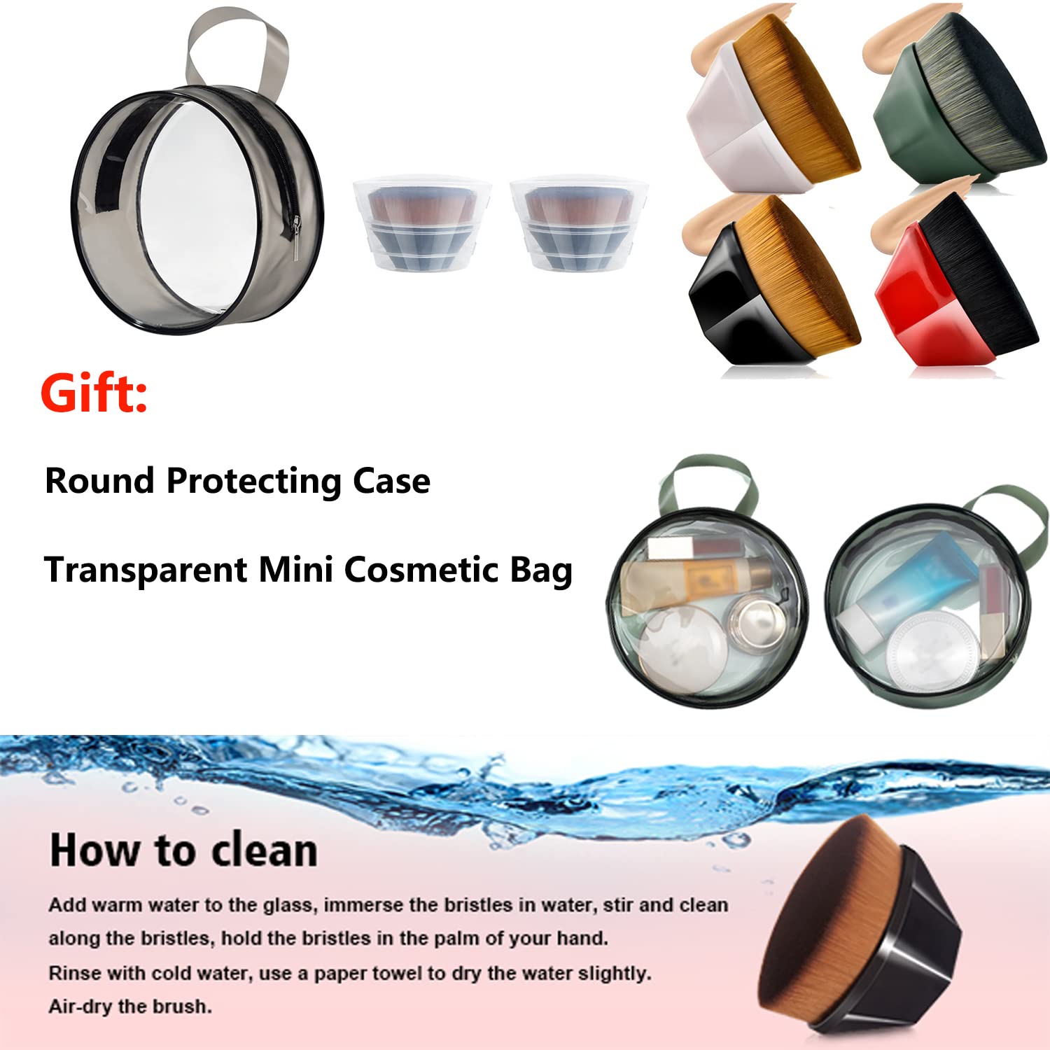 Cepillo de Maquillaje con Tapa Plana, Brochas de Maquillaje con Tapa Plana, Brochas de Maquillaje con Tapa Plana, Brochas de Maquillaje para Mezclar