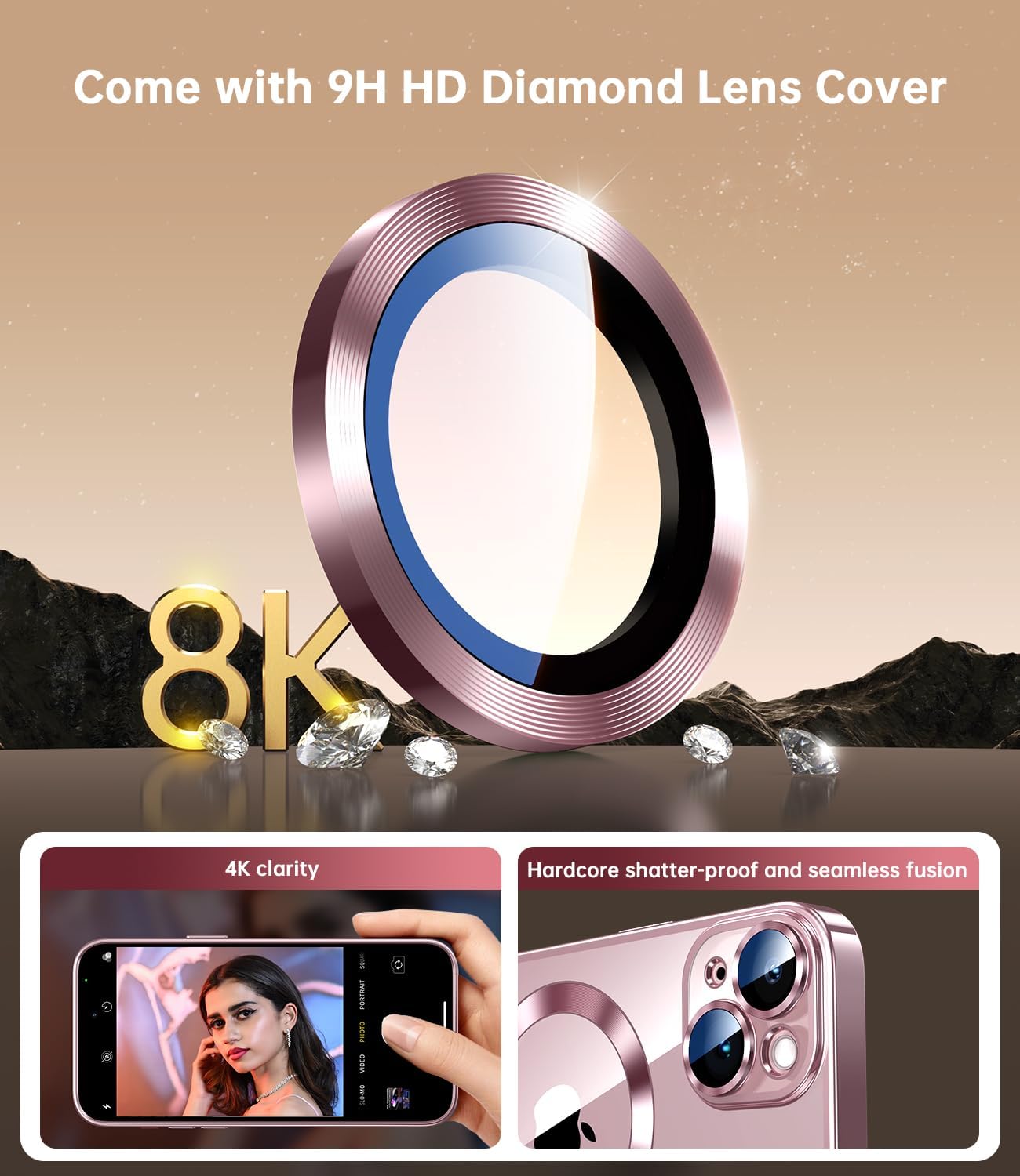 Funda para iPhone 15 con protector de lente de cámara integrado, compatible con MagSafe, exterior original del teléfono, transparente y elegante