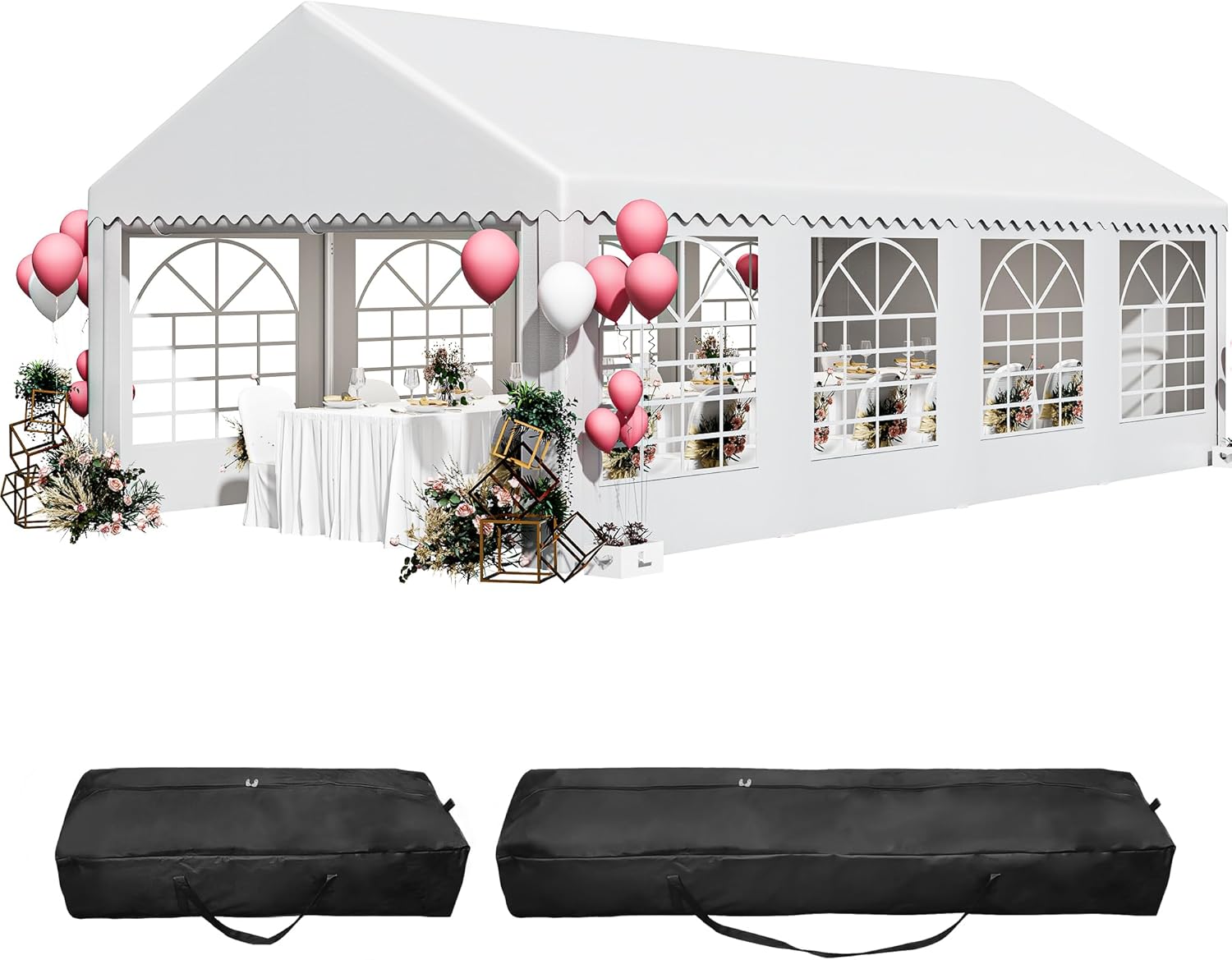YITAHOME Tienda de campaña de PVC resistente de 13 x 26 pies, refugios para eventos de boda, toldo ondulado galvanizado mejorado con techo grande,