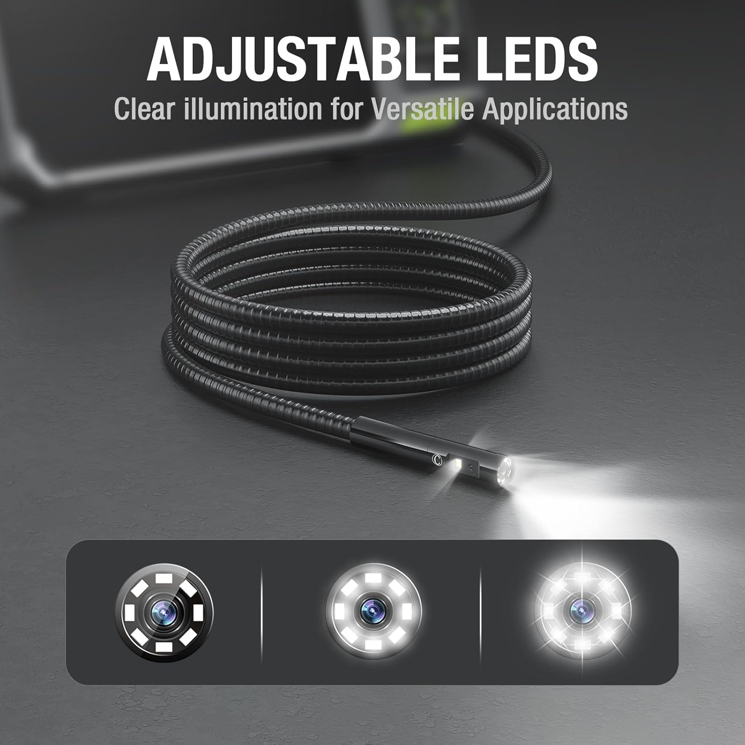 Boroscopio de triple lente con pantalla IPS de 7 pulgadas, cámara de inspección industrial Teslong 1080P HD con luz, herramienta de alcance mecánico