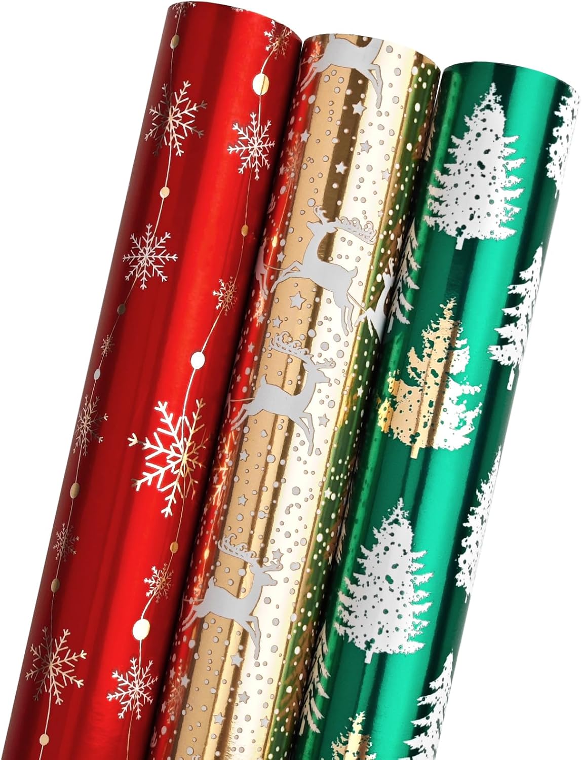 LDGOOAEL Mini rollo de papel de regalo de Navidad pequeño con líneas de corte en el reverso (17 x 120 pulgadas por rollo), papel de regalo rojo