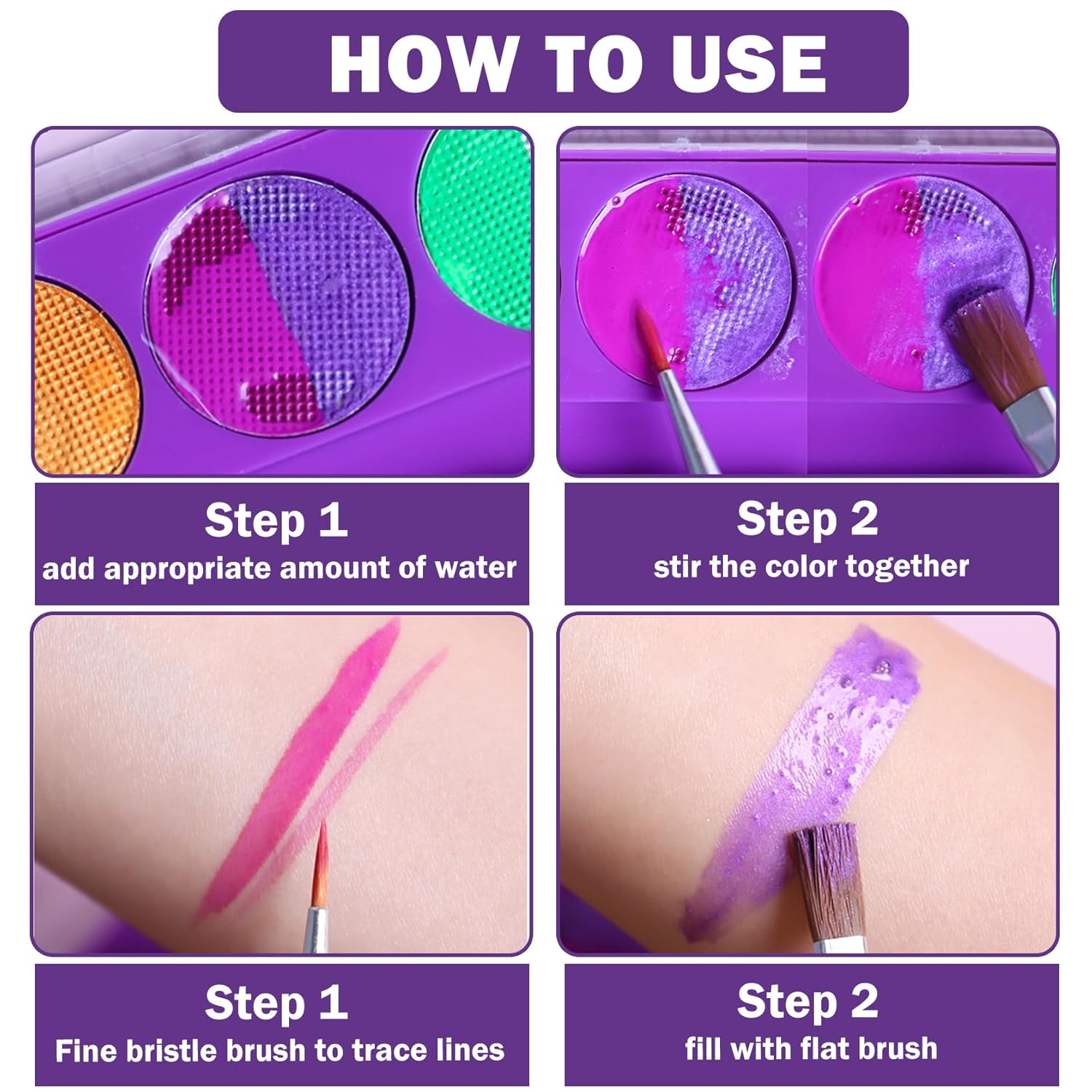 10 colores de pintura facial neón que brilla en la oscuridad, maquillaje activado por agua, paleta de delineador de ojos con luz negra, pintura