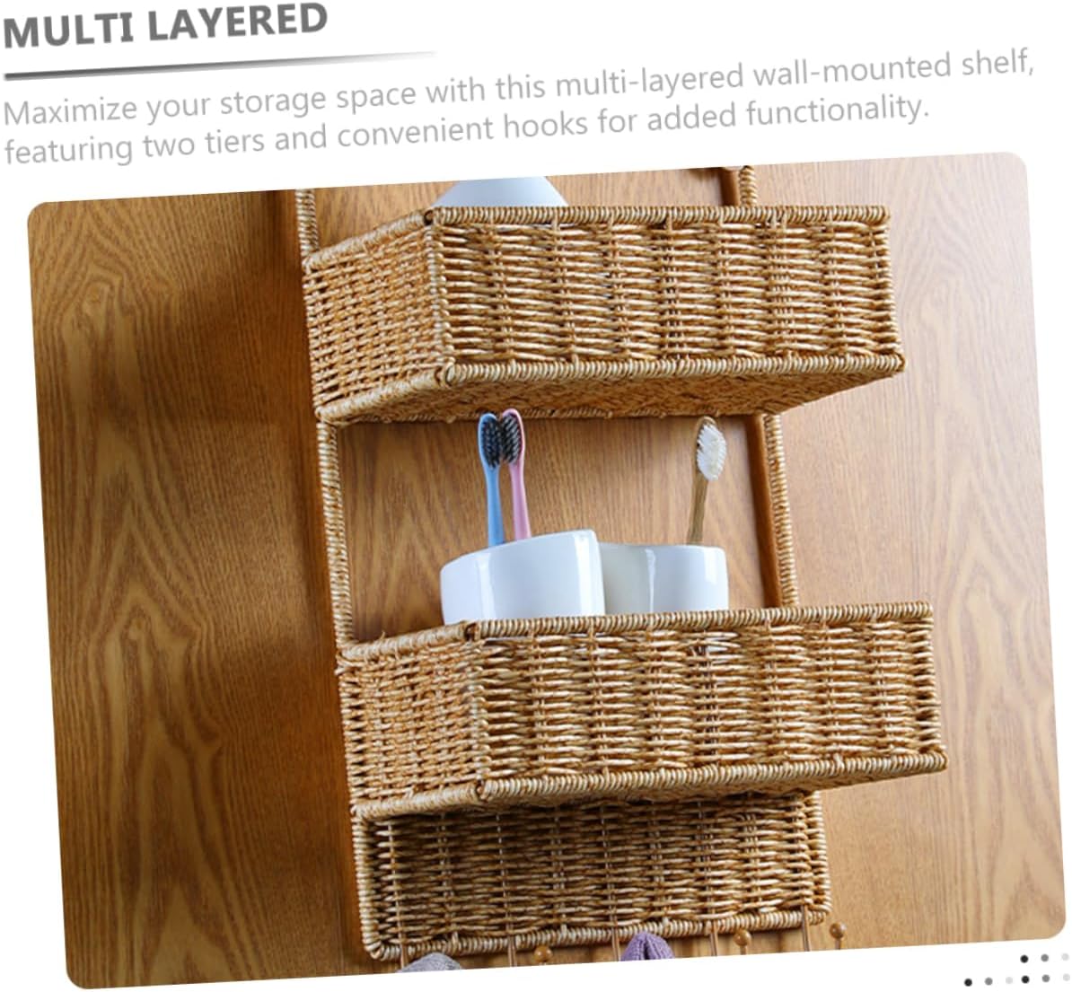 BESTOYARD Cesta de almacenamiento Organizador de baño para cocina, estante montado en la pared, cesta de frutas, cestas tejidas cestas colgantes