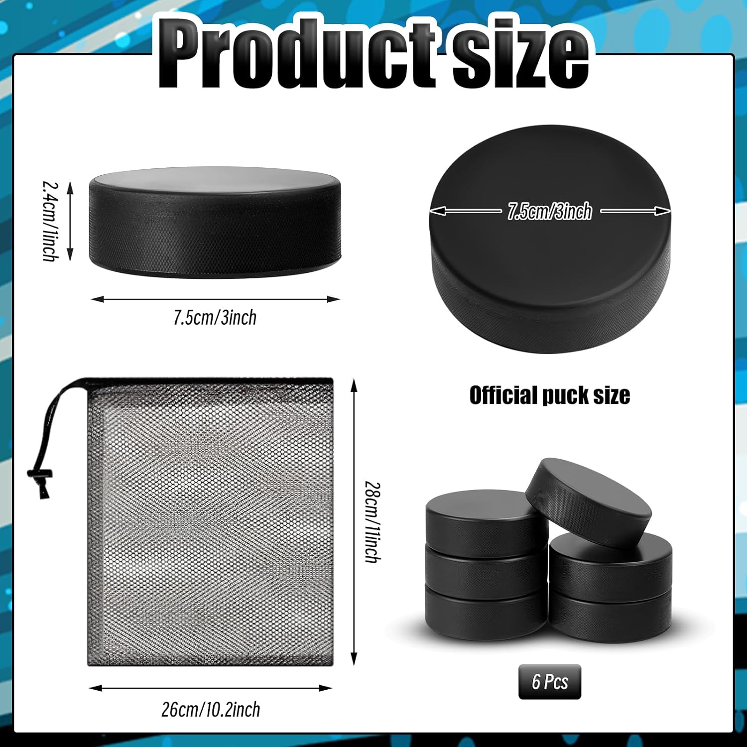Sport Foam Ice Hockey Pucks 3 in for Practicing and Classic Training with Mesh Bag for Indoor Use Lightweight Hockey Supplies for Kid Adult, Safe