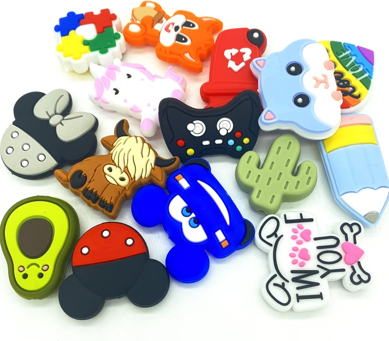 AllGemDiy Cuentas focales de silicona para bolígrafos, personajes, palabras divertidas, cuentas focales, dijes de silicona, kit de fabricación de