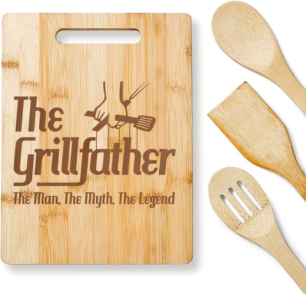 Tabla de cortar para papá, The Grillfather The Man The Myth, The Legend, regalos para papá en cumpleaños, juego de regalo de tabla de cocina de