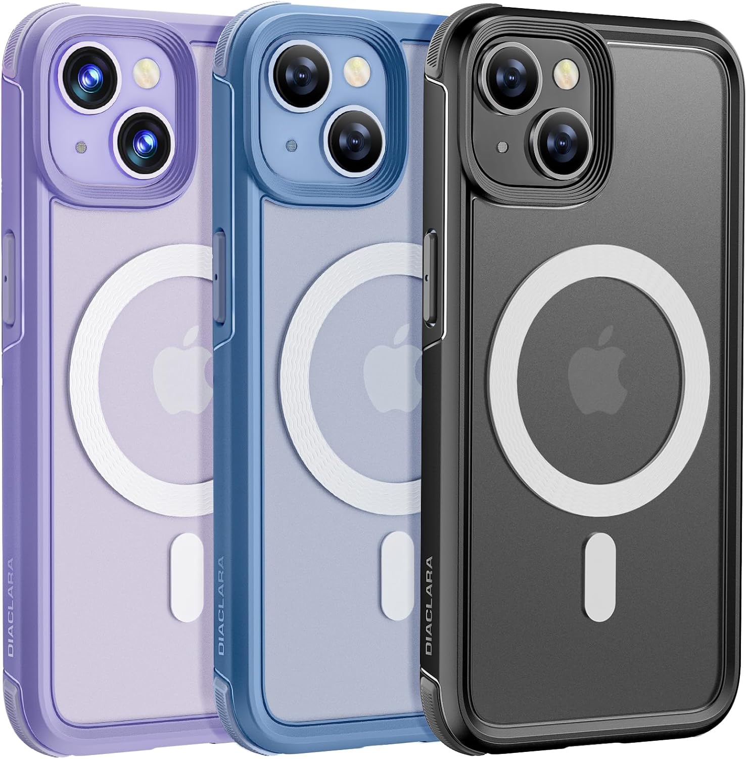 Diaclara Funda magnética para iPhone 13iPhone 14, compatible con MagSafe, a prueba de caídas de grado militar de 10 pies, funda translúcida para