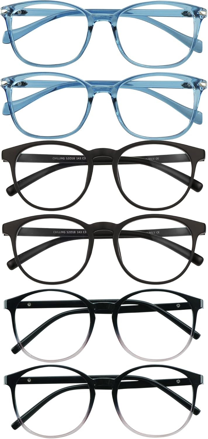 6 pares de anteojos con bloqueo de luz azullentes de lectura para mujereshombres, marco de gafas de moda