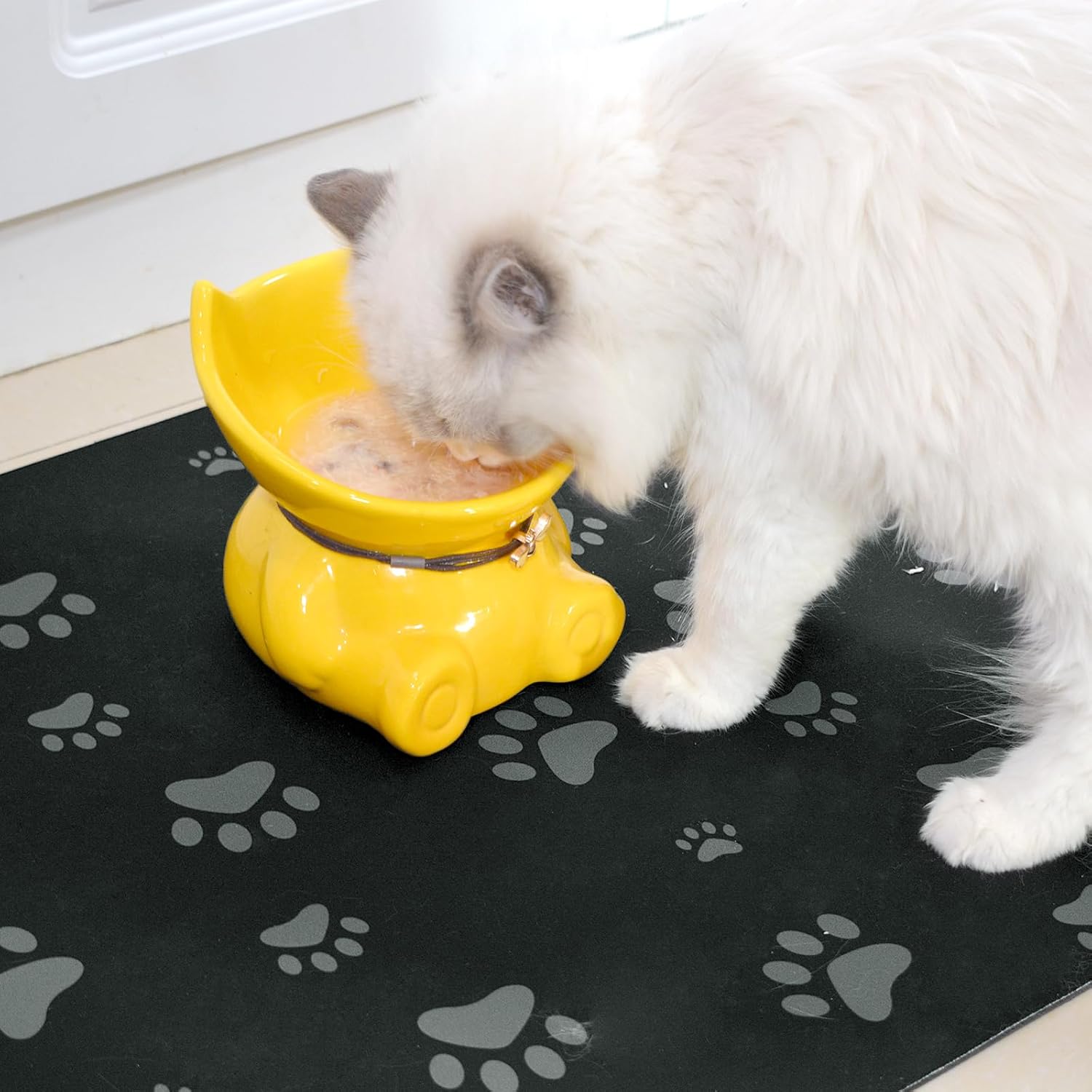 SINLAND Tapete absorbente para alimentación de mascotas de 16 x 24 pulgadas, impermeable, tapete de goma para comida y agua, sin manchas, de secado