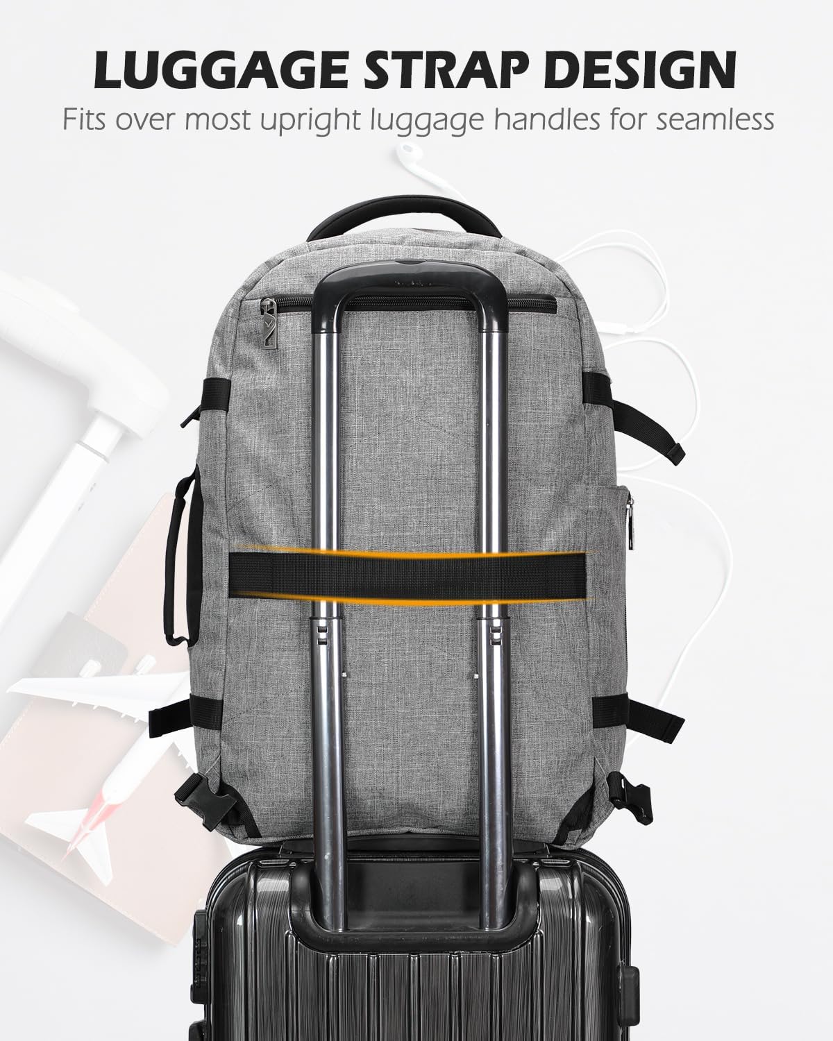 Hynes Eagle Mochila de viaje 40L aprobada para vuelo, mochila de mano para hombre, gran cabina, fin de semana, mochila para computadora portátil,