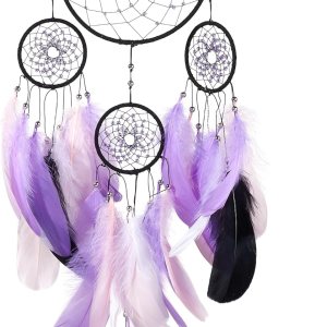 Atrapasueños de color morado estrellado, plumas de ganso con multianillo, hecho a mano, gran atrapasueños para dormitorio, atrapasueños para niñas, Atrapasueños de color morado estrellado, plumas de ganso con multianillo, hecho a mano, gran atrapasueños para dormitorio, atrapasueños para niñas,