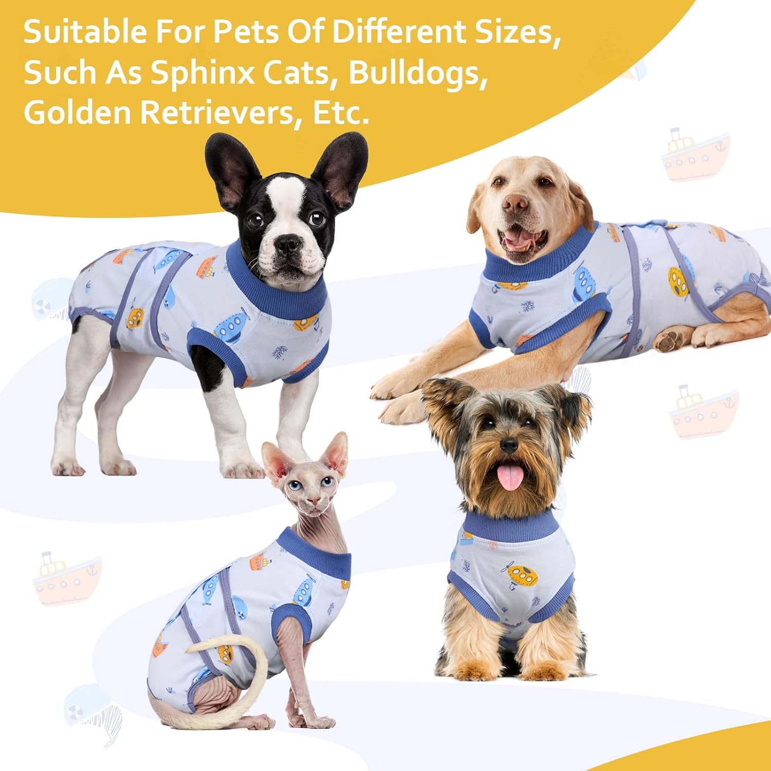 FUAMEY Traje de recuperación para perros después de la cirugía, suave y transpirable para perro, traje quirúrgico alternativo con cuello electrónico
