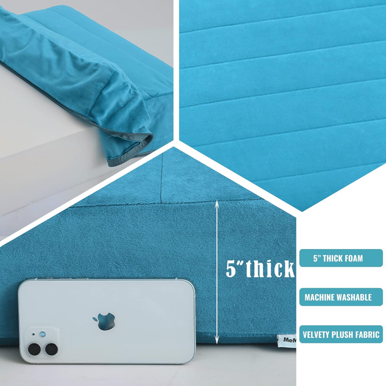 MeMoreCool Almohada cuadrada para asiento de suelo para adultos y niños, cojín de meditación grande con espuma gruesa y funda suave copetuda, cojín
