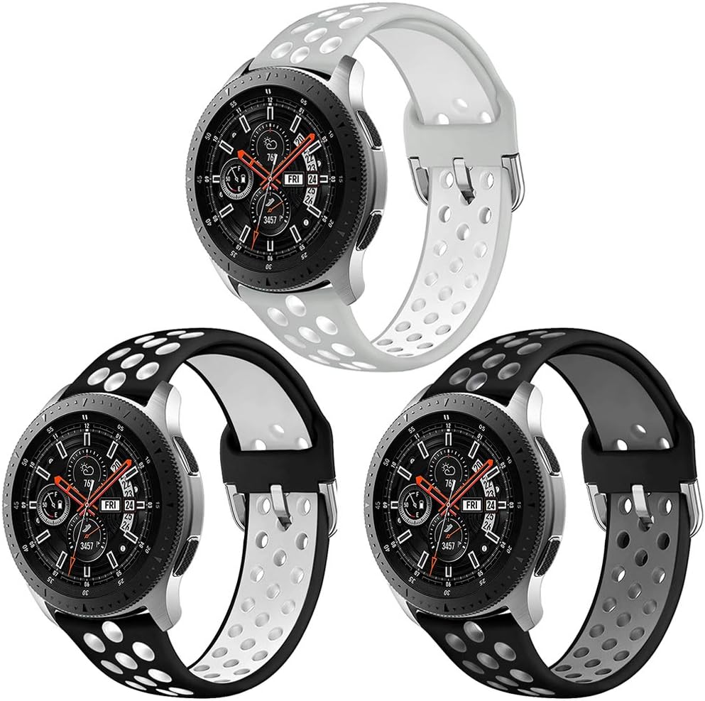NAHAI – Paquete de 3 correas deportivas compatibles con Samsung Galaxy Watch de 1.61 pulgadasGear S3 Frontier para hombres y mujeres, correa de