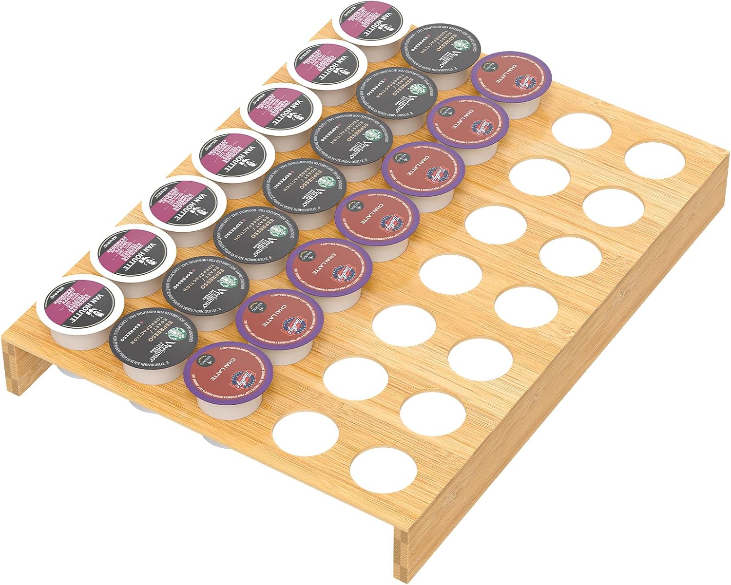 Bulkpanda Cajón de bambú para tazas K, organizador de cápsulas de café, organizador de cajones Kcup Pods para estación de café, hogar, oficina,