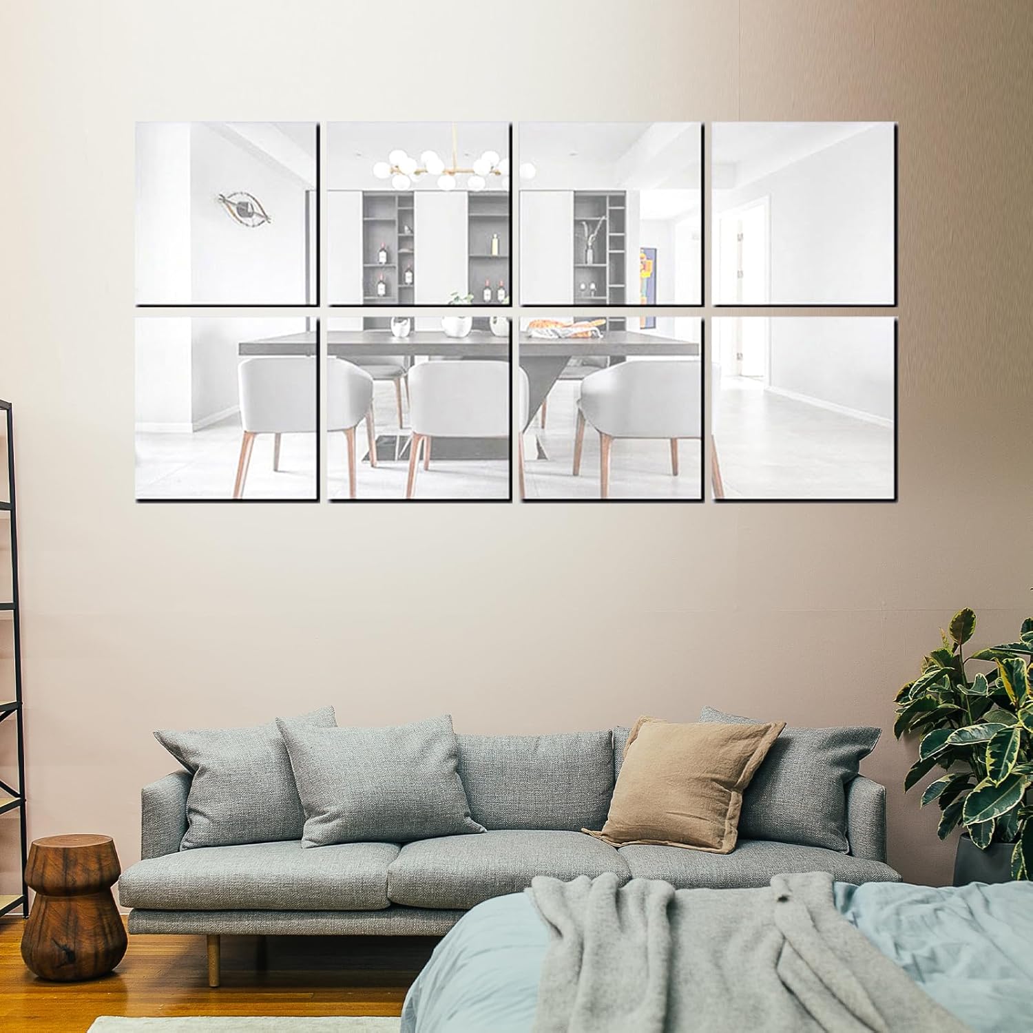 Socokici Espejo de pared de longitud completa inastillable, 4 piezas de azulejos de espejo acrílicos autoadhesivos de 0.079 pulgadas de grosor,