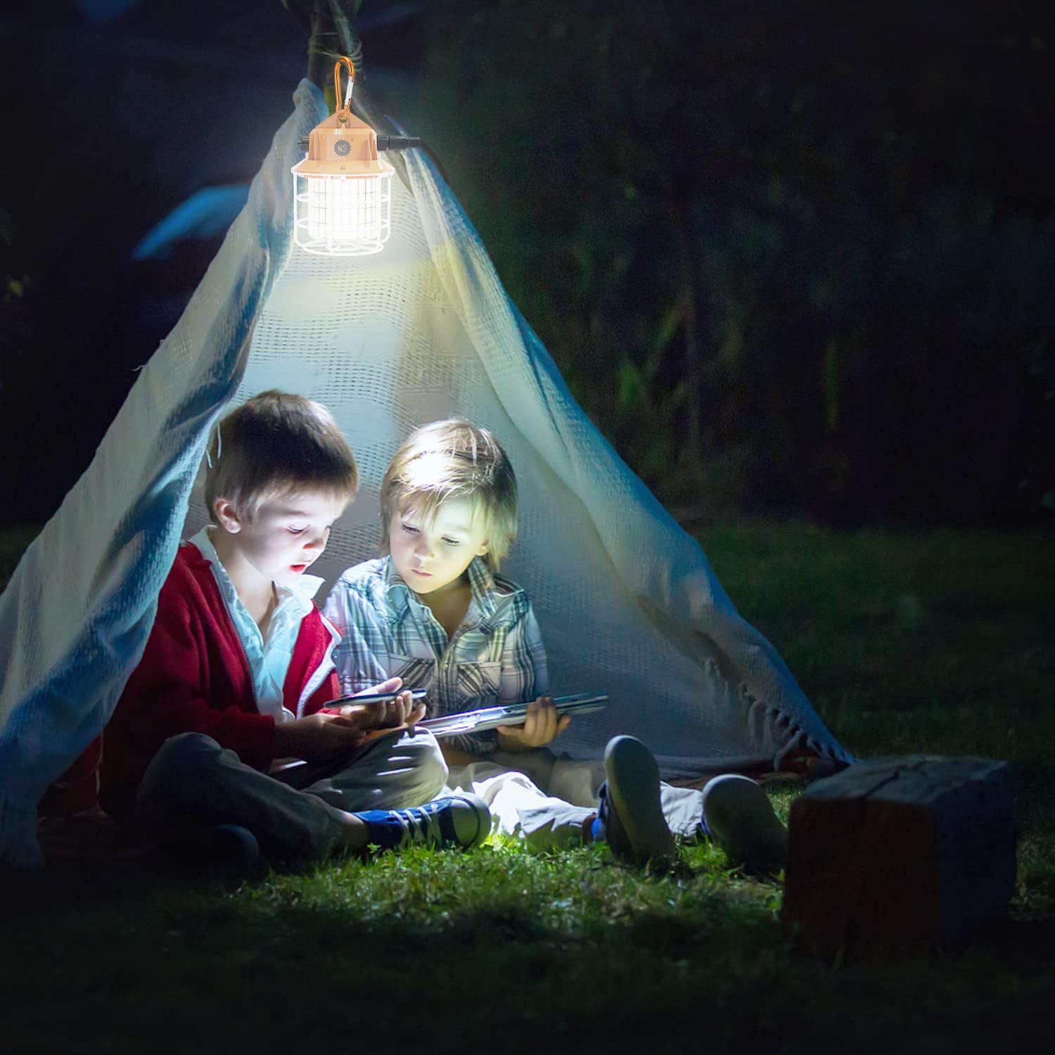 Luz de trabajo temporal LED de 60 W, 8700 lúmenes, 5000 K, luces de construcción con cubierta protectora de acero inoxidable y gancho para interior