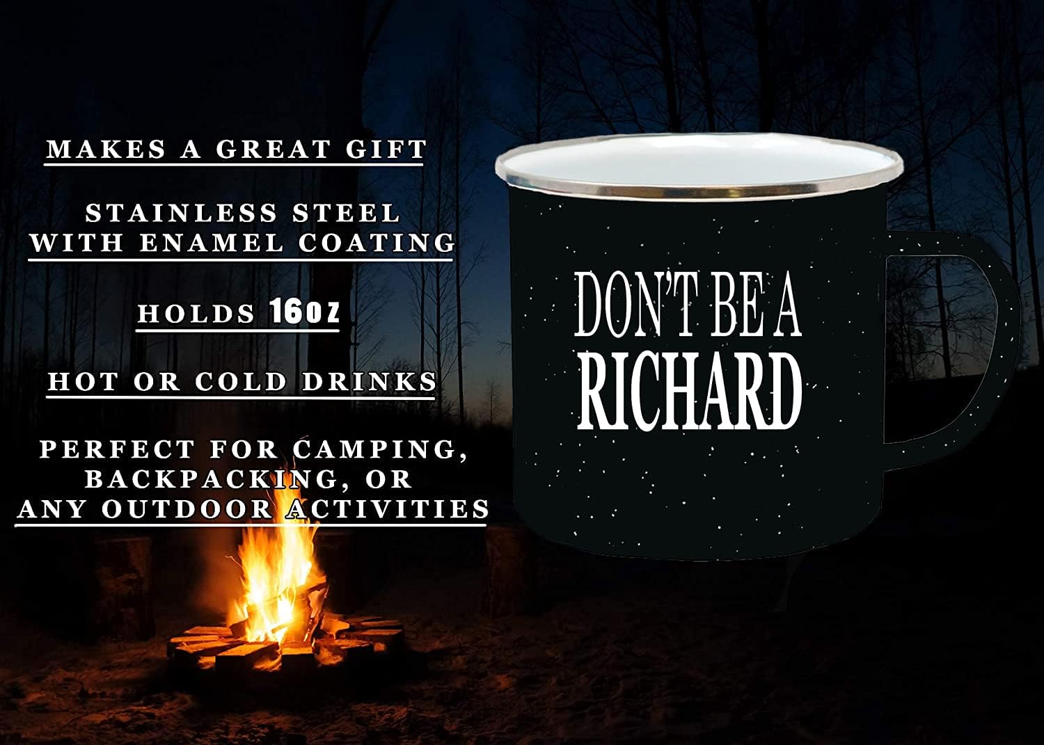 Rogue River Tactical Taza de café con texto en inglés “Don’t Be a Richard Camp”, color negro divertido (Don’t Be a Richard Camp)