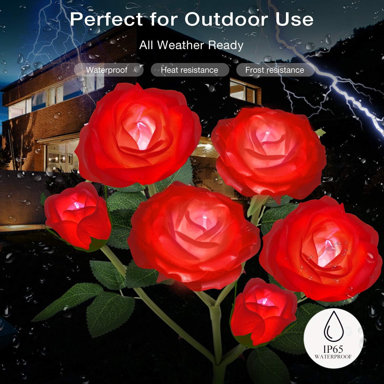 TYNLED Luces solares de estaca de jardín para exteriores, luz LED mejorada con 6 rosas, luces decorativas solares impermeables para patio, camino,