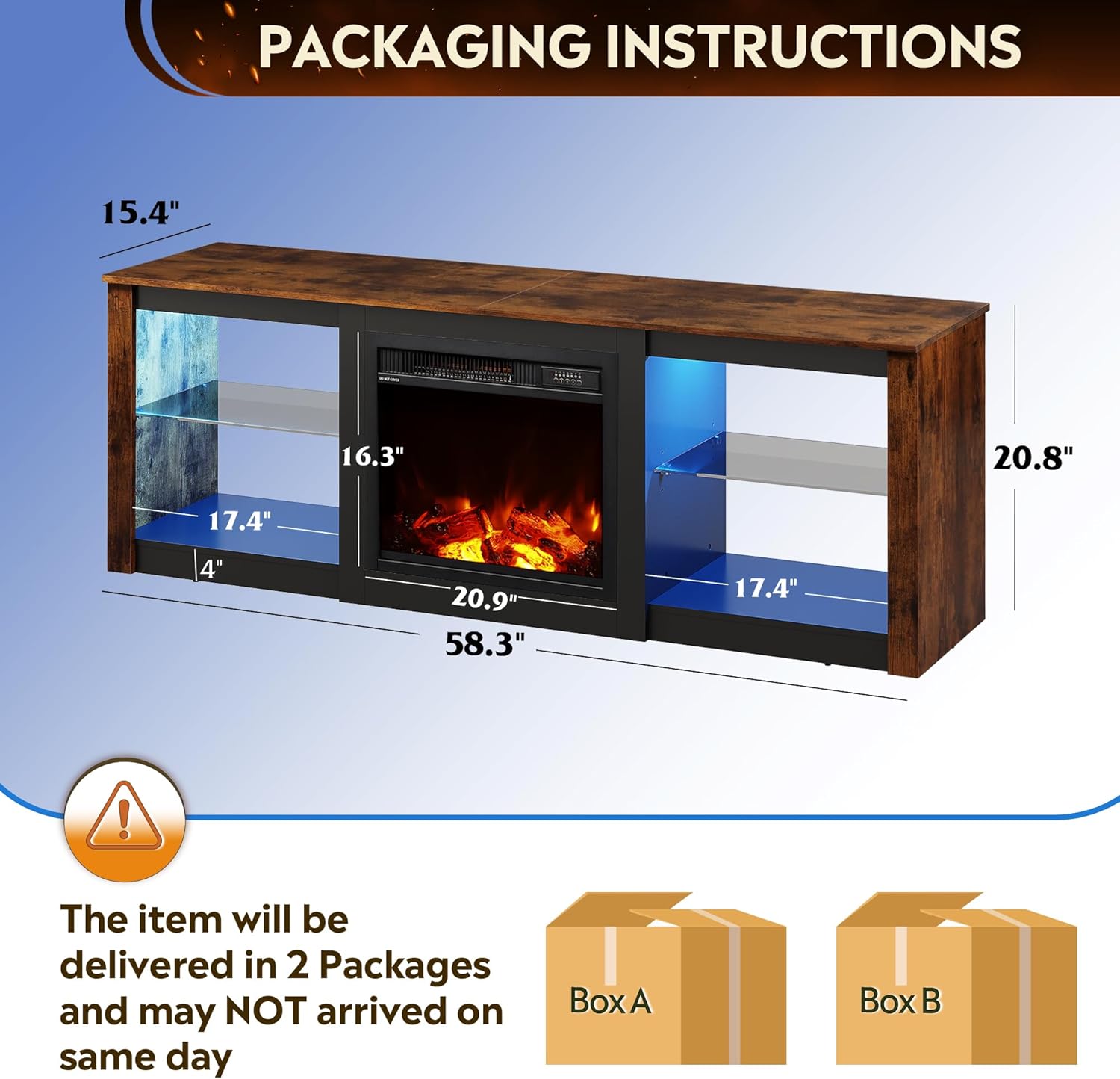 WLIVE Soporte de TV con chimenea para televisores de hasta 65 pulgadas, consola de TV con chimenea eléctrica con luces LED, soporte de TV moderno