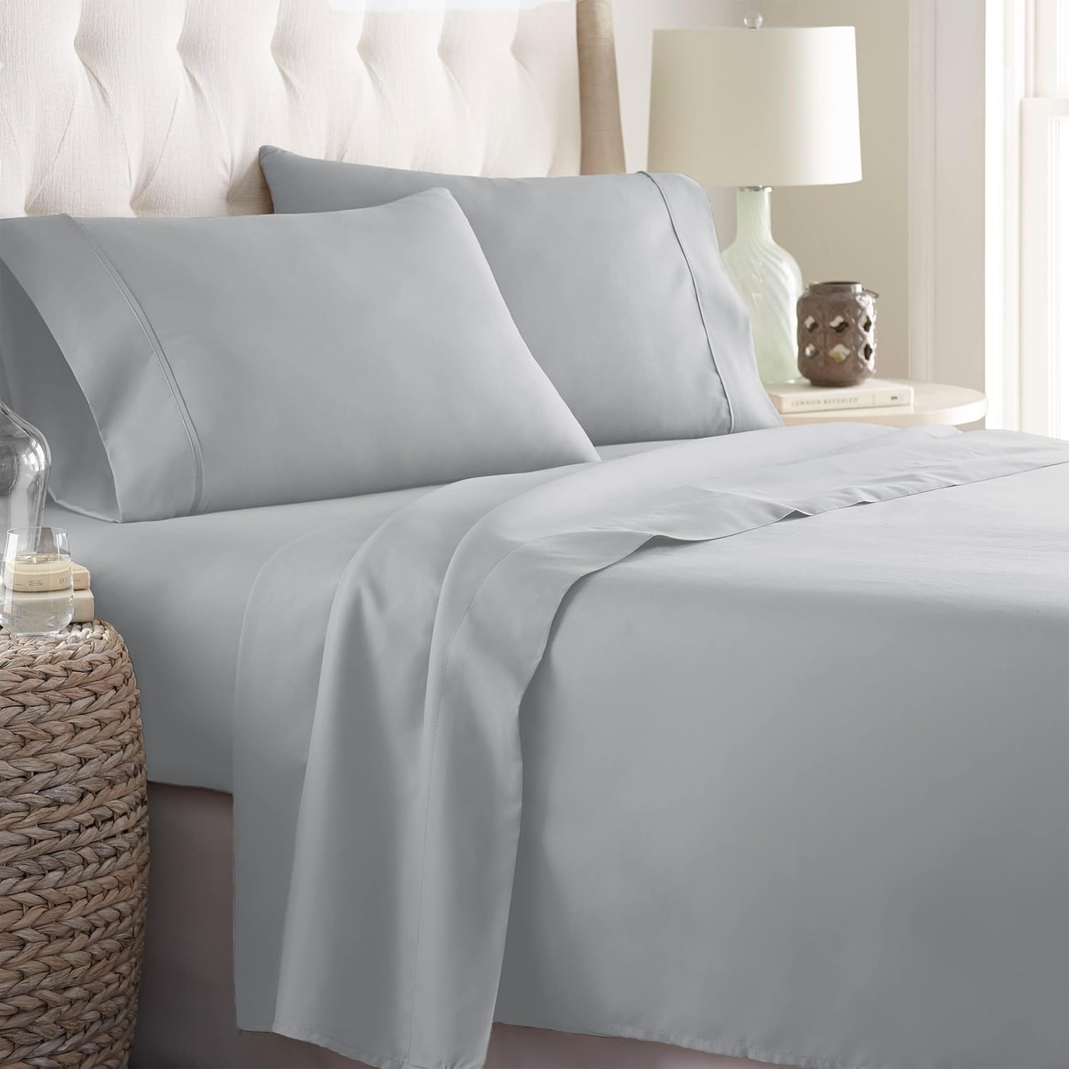 Danjor Linens Juego de sábanas tamaño individual, ropa de cama esencial de lujo para hotel, juego de ropa de cama suave y fundas de almohada de 4