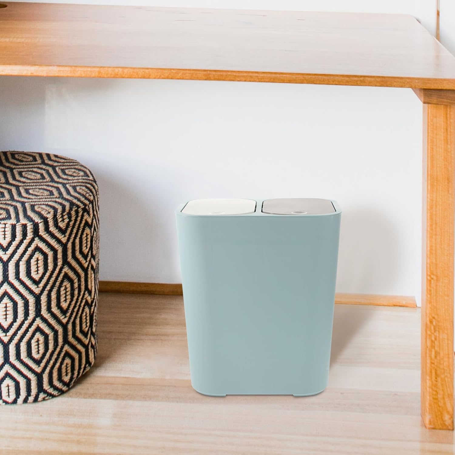 Zerodeko Cubo de basura clasificado húmedo y seco, cubo de basura con doble compartimento, contenedor de basura para reciclaje, cubo de basura para