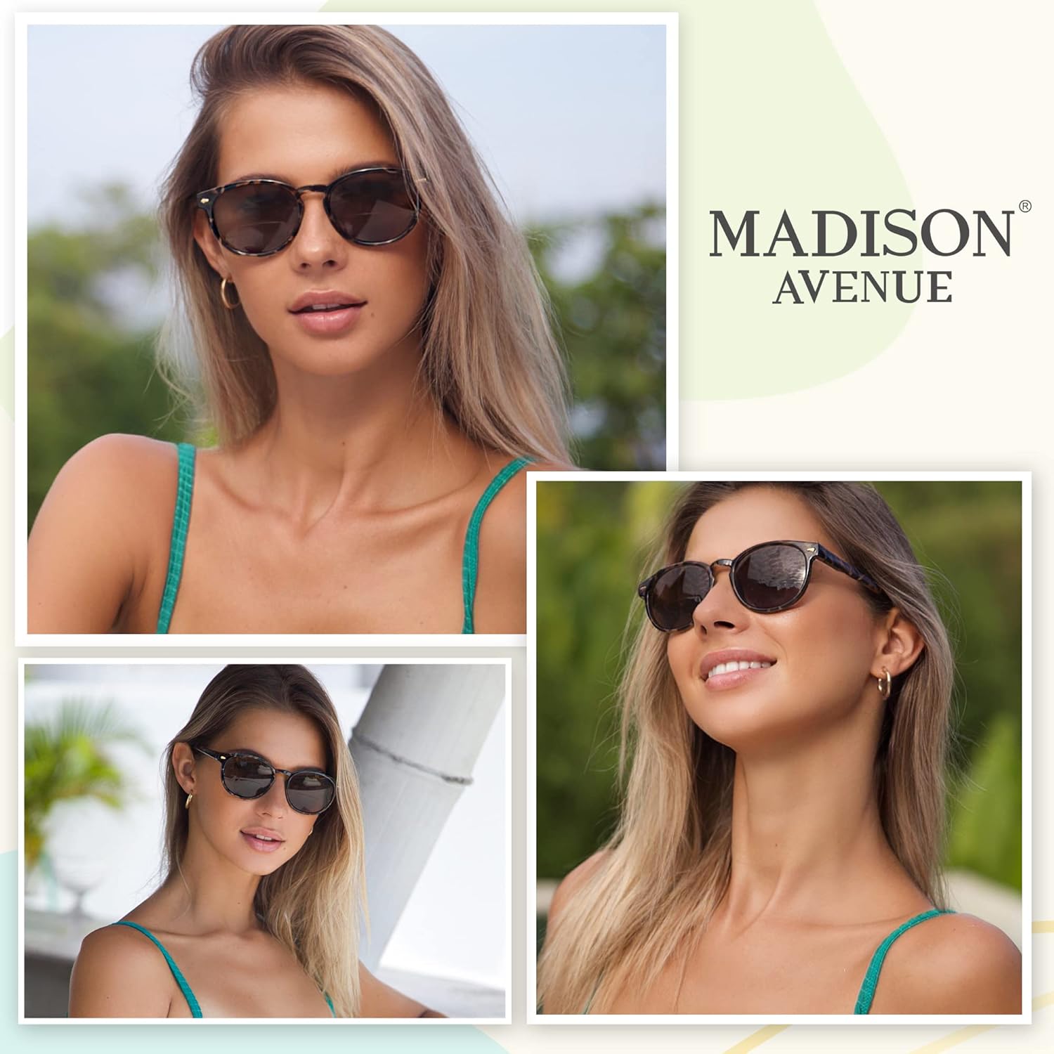 Madison Avenue Gafas de sol redondas bifocales de lectura para mujeres y hombres, bisagra de resorte, protección UV, lentes de lectura solar