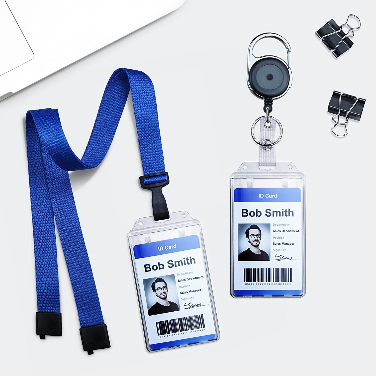 Bestom Portatarjetas de identificación de plástico duro para insignias con bloqueo permanente, resistente estilo vertical, seguro, de doble cara,
